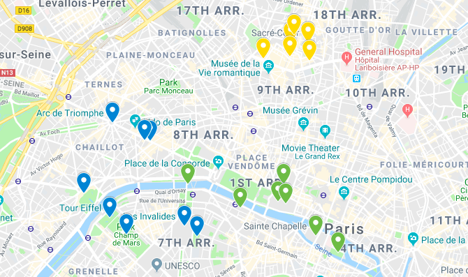 Map of Attractions For 3 Days In Paris - TheMandagies.com