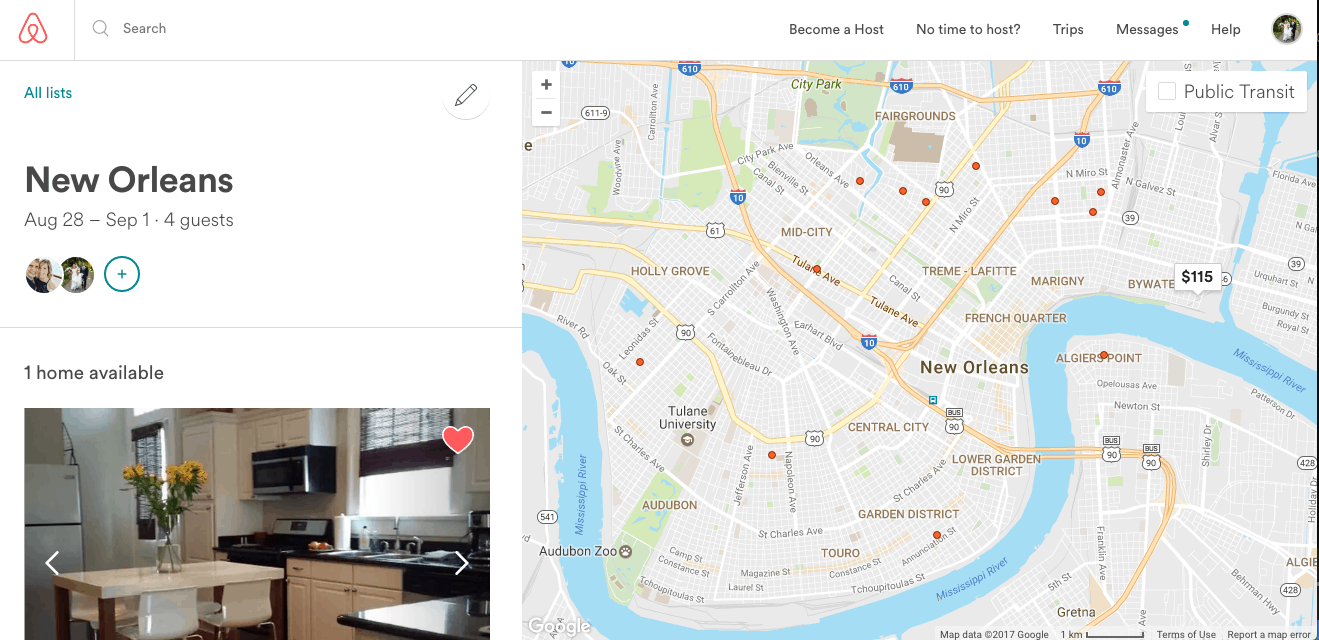 Airbnb New Orleans Map