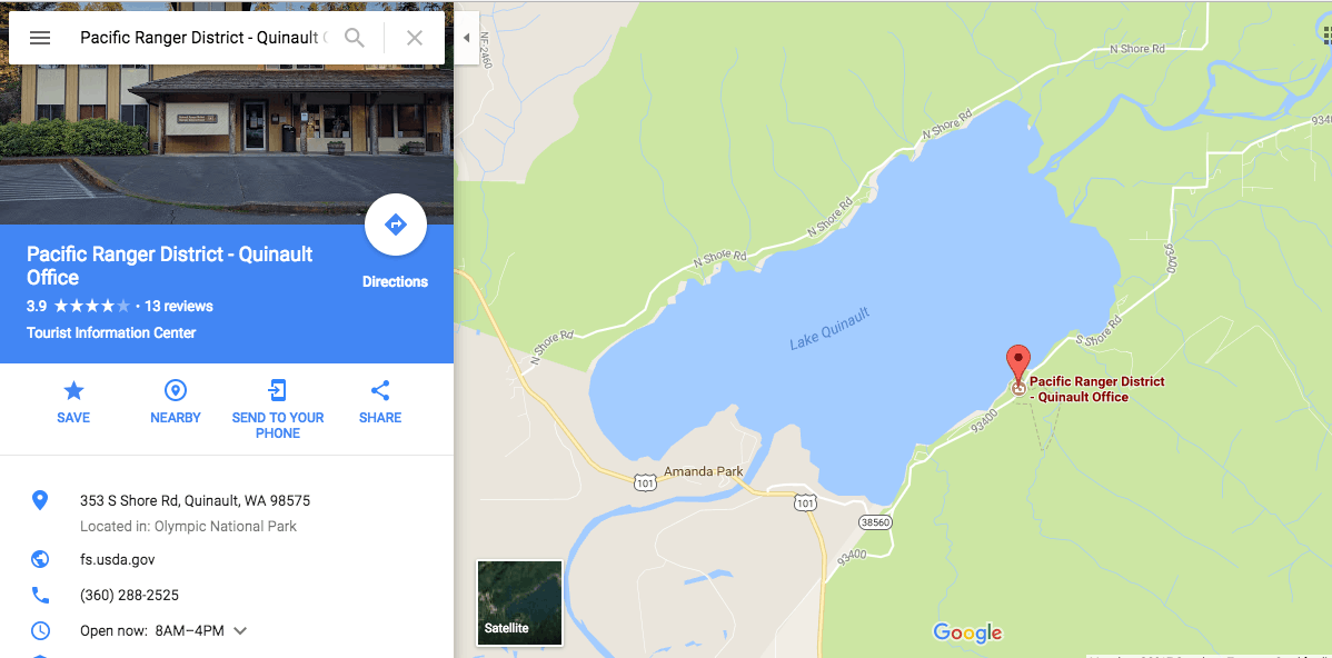 Olympic Peninsula Road Trip - Google Maps Lake Quinault Ranger Station
