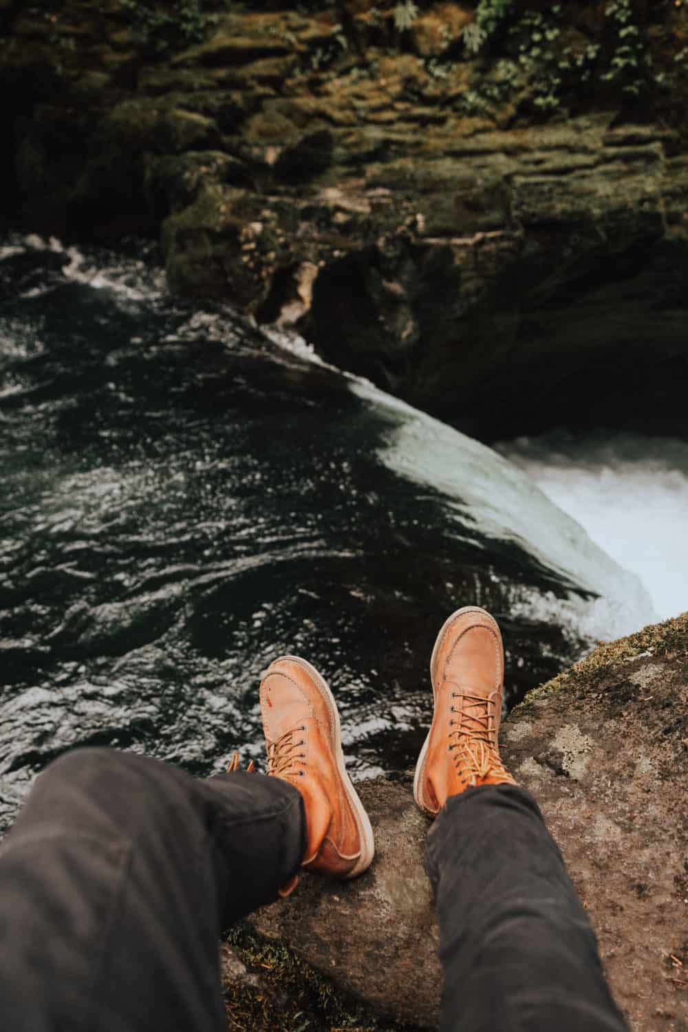 Berty Mandagie shoes above Toketee Falls - Umpqua National Park