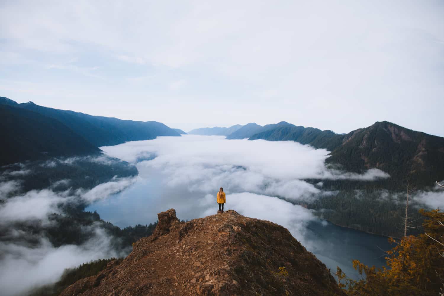Emily Mandagie overlooking Mount Storm King in Olympic National Park