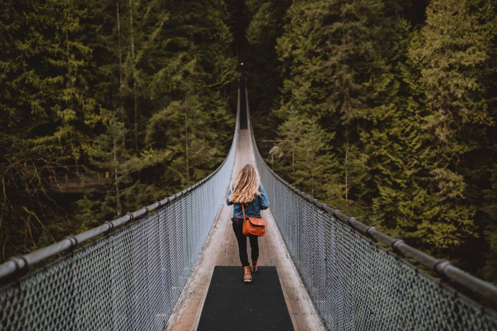 Emily Walking on Capilano Suspension Bridge