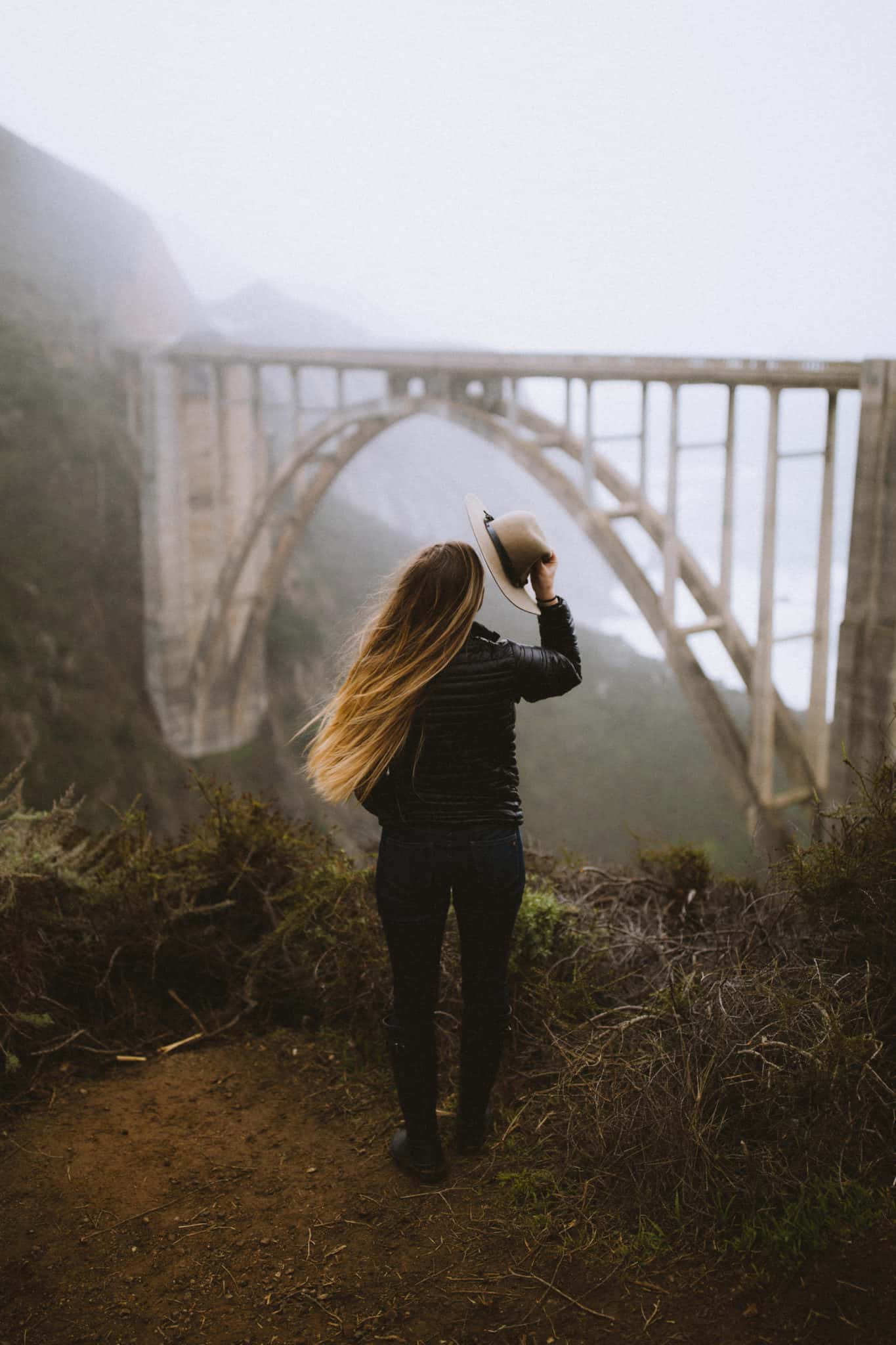 Emily standing near Bixby Creek Bridge Big Sur California