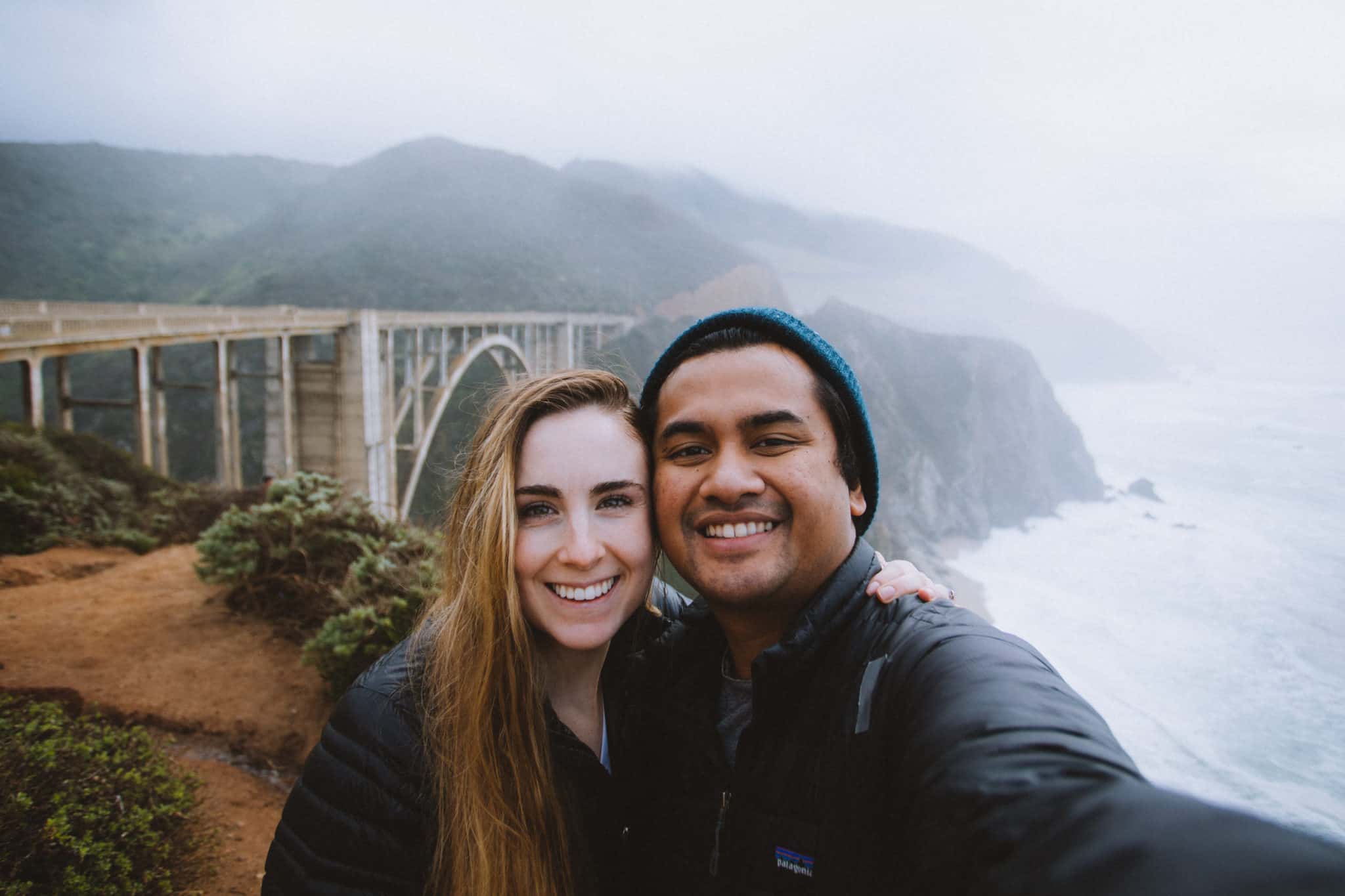 Berty and Emily Mandagie selfie at Bixby Creek Bridge Big Sur California