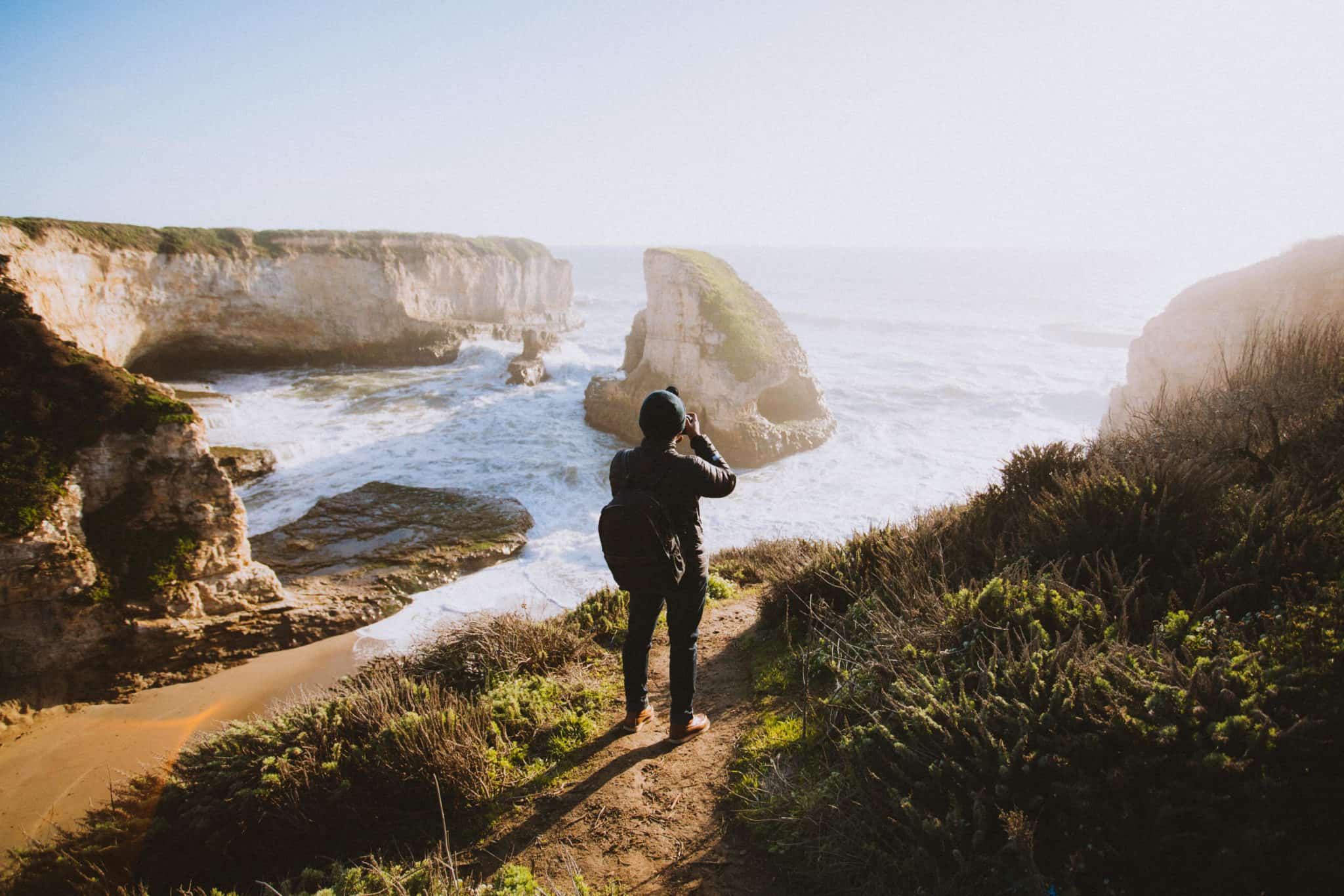 Berty standing above Shark Fin Cove California