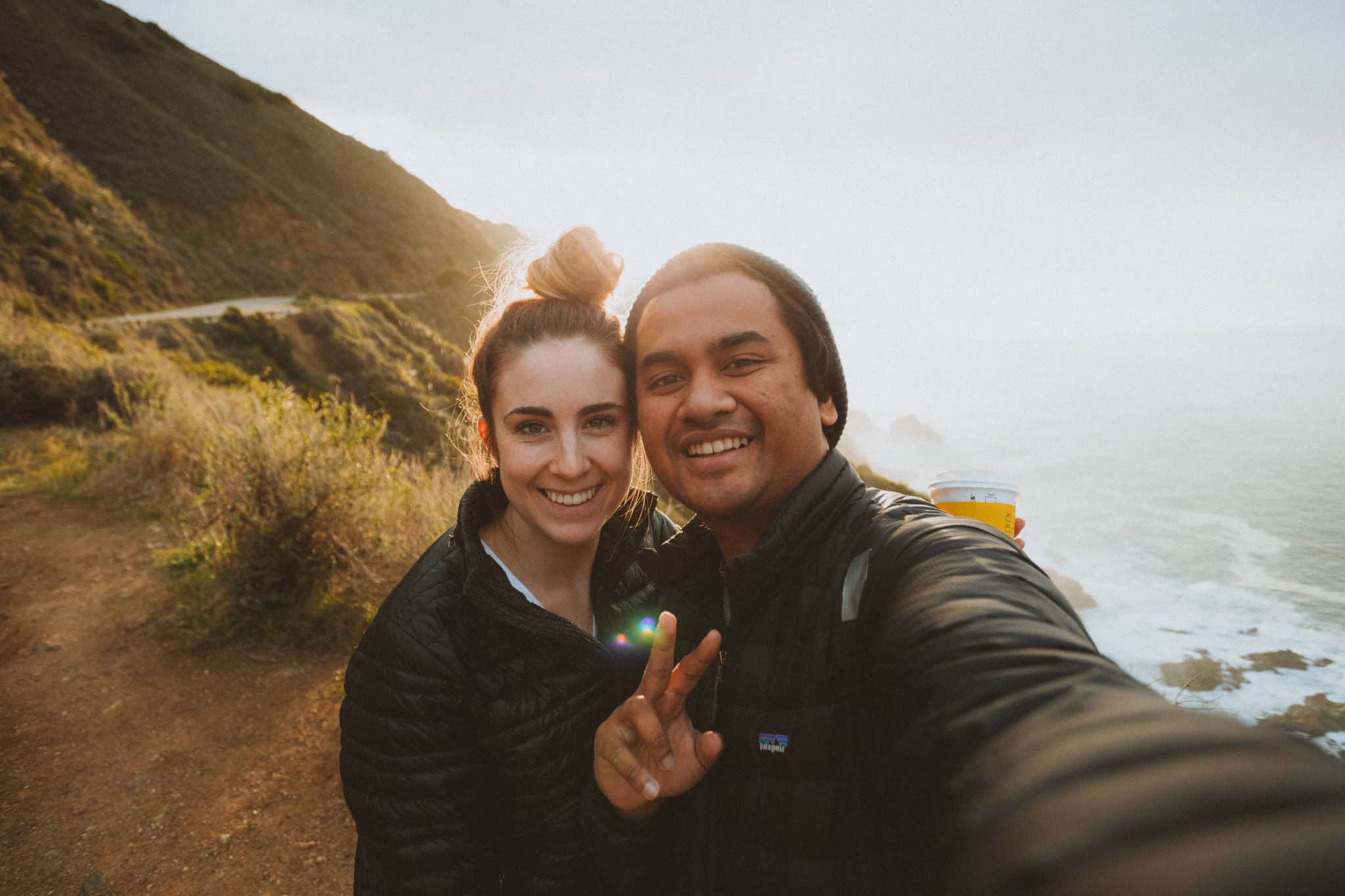 Berty and Emily Mandagie selfie at Big Sur California Coast