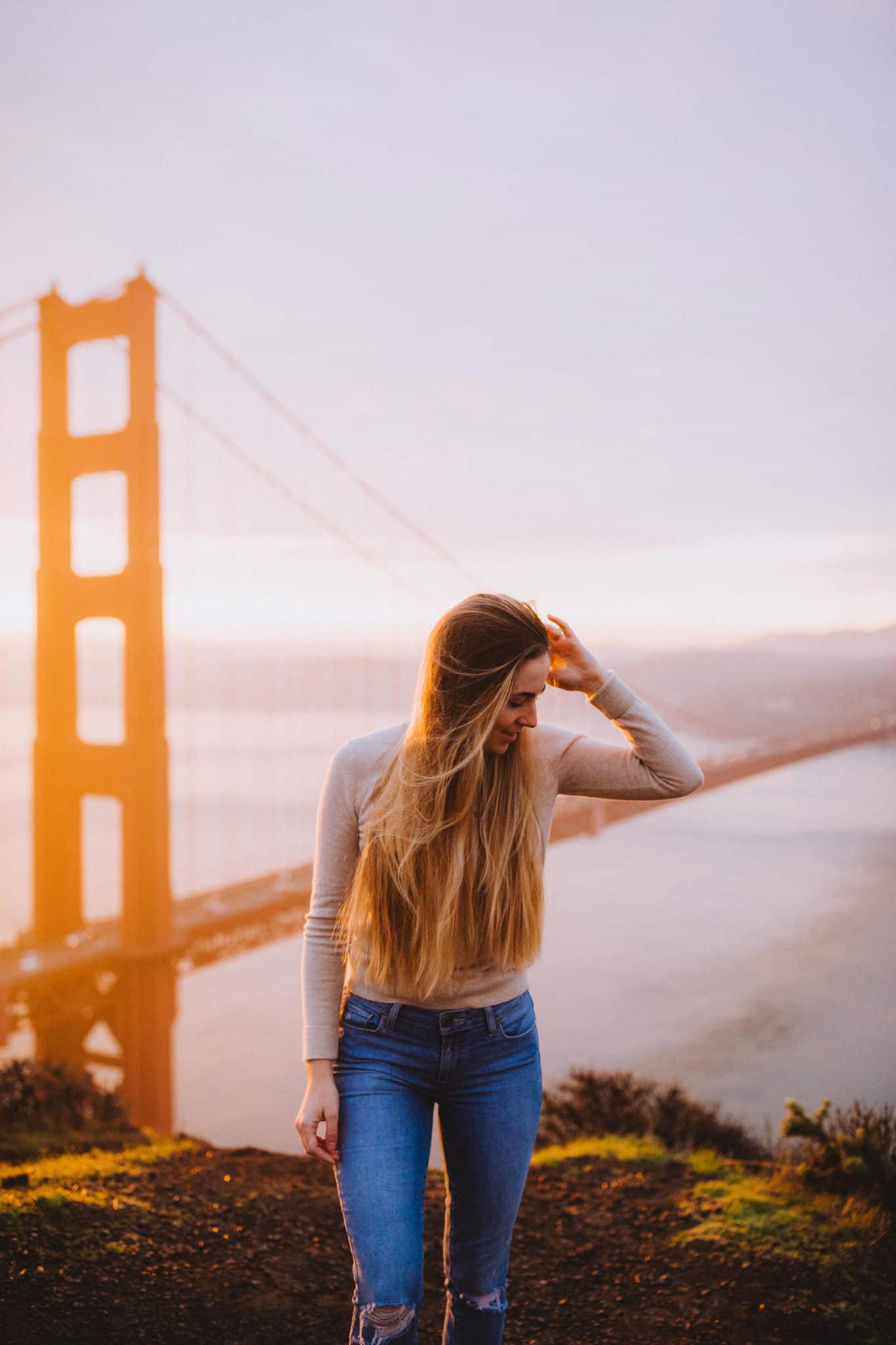 Emily at The Golden Gate Bridge - Travel Photography Tips