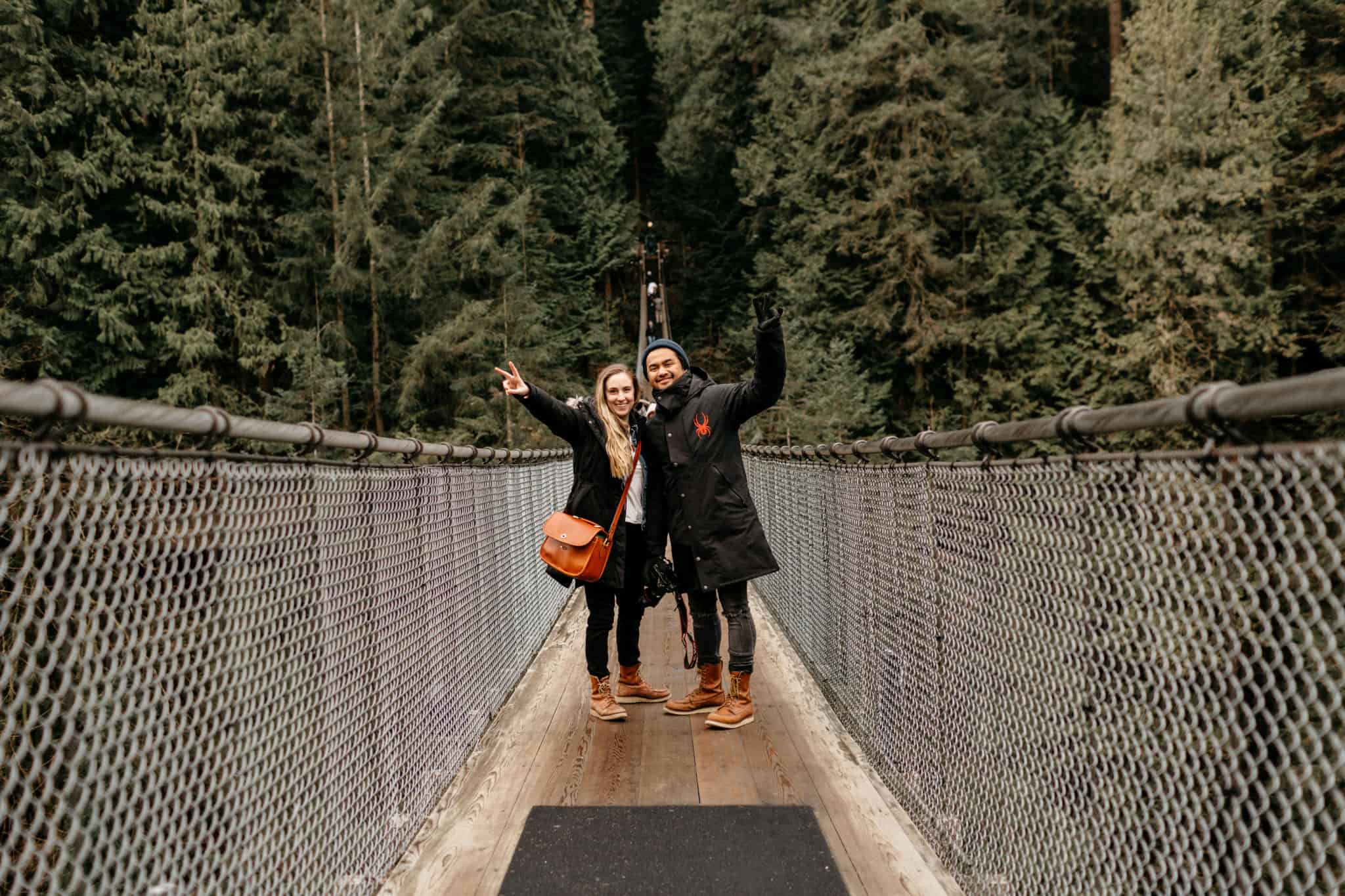 Emily and Berty on Capilano Suspension Bridge 