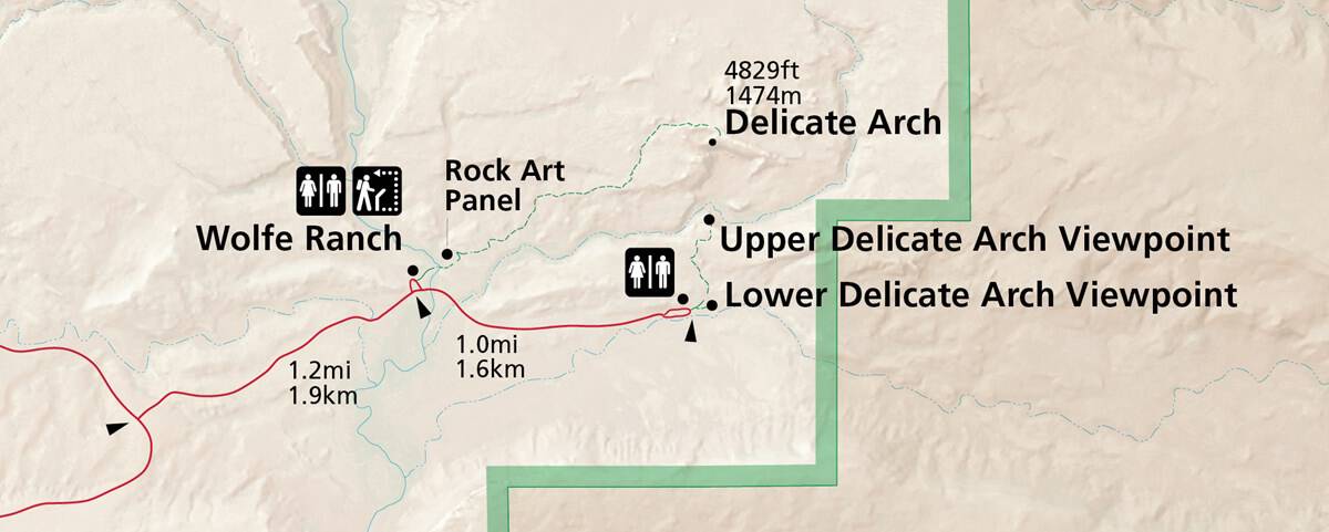 Delicate Arch Hike NPS map