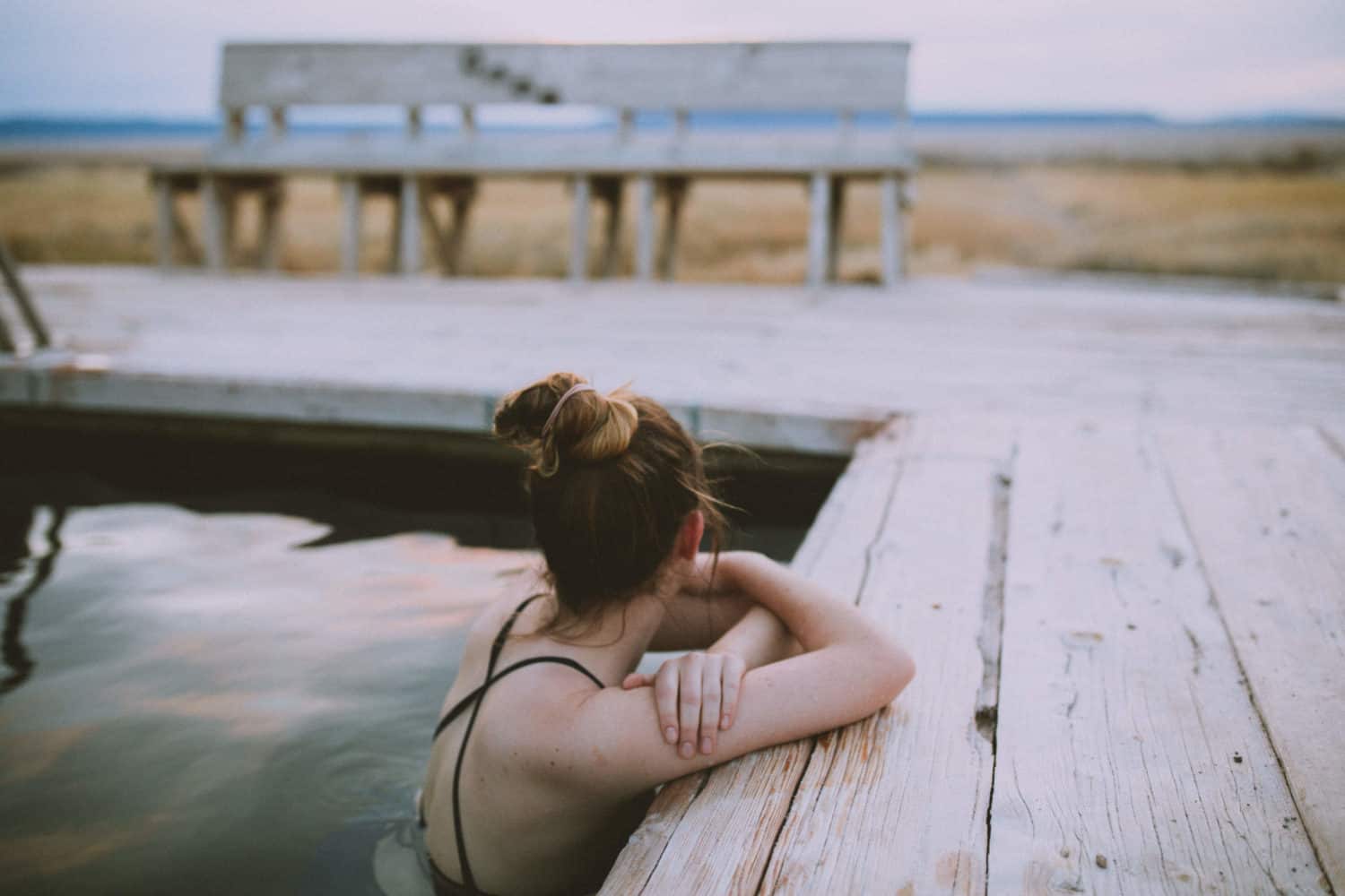 Emily soaking in Alvord Hot Springs