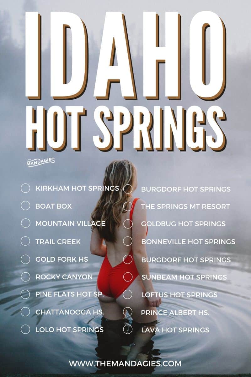 Discover all the best hot springs in Idaho with this simple Idaho bucket list! Save this for your next amazing trip to the Sawtooths, Selkirks, and so many more hidden gems in Idaho! #idaho #hotsprings #burgdorf #kirkhamhotsprings #idahohotsprings #adventure #outdoors #adventure