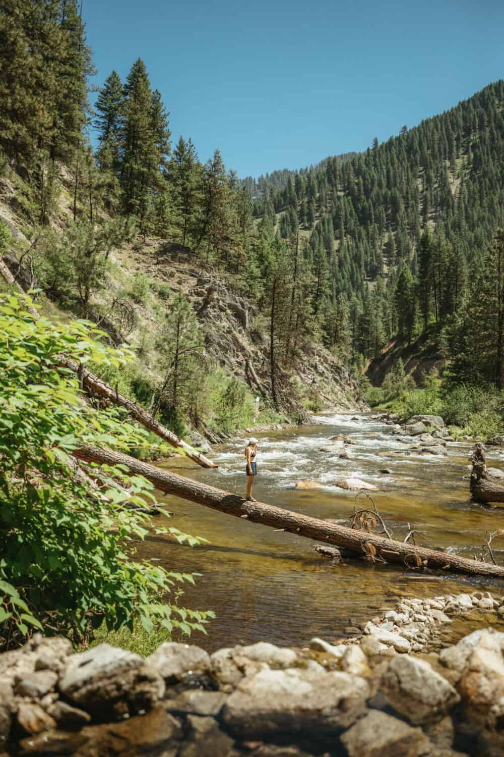 River crossing at Rocky Canyon Hot Springs Garden Valley Idaho