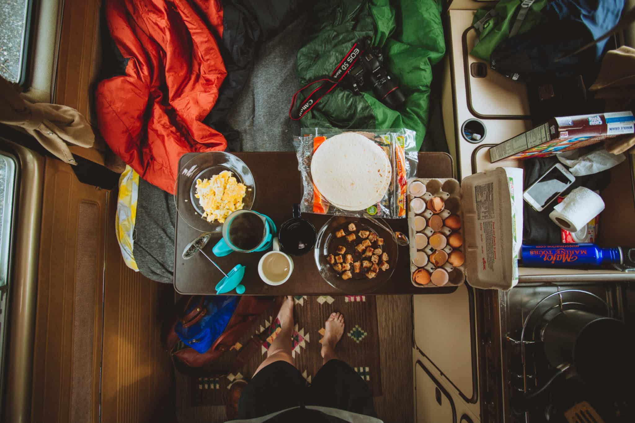 Easy Camping Meals - Breakfast in Van - TheMandagies.com