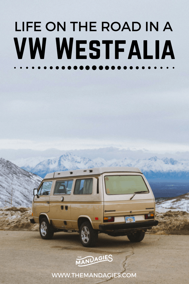 Curious what it's like to take an epic trip around Alaska in a vintage van? It's the perfect all-in-one vessel for sleeping, cooking, camping, and a base for all your outdoor adventures. Read more about our experience driving a VW Westfalia through the Last Frontier! #alaska #lastfrontier #themandagies #westfalia #VW #gowesty #vanlife #anchorage #seward #roadtrip #travel