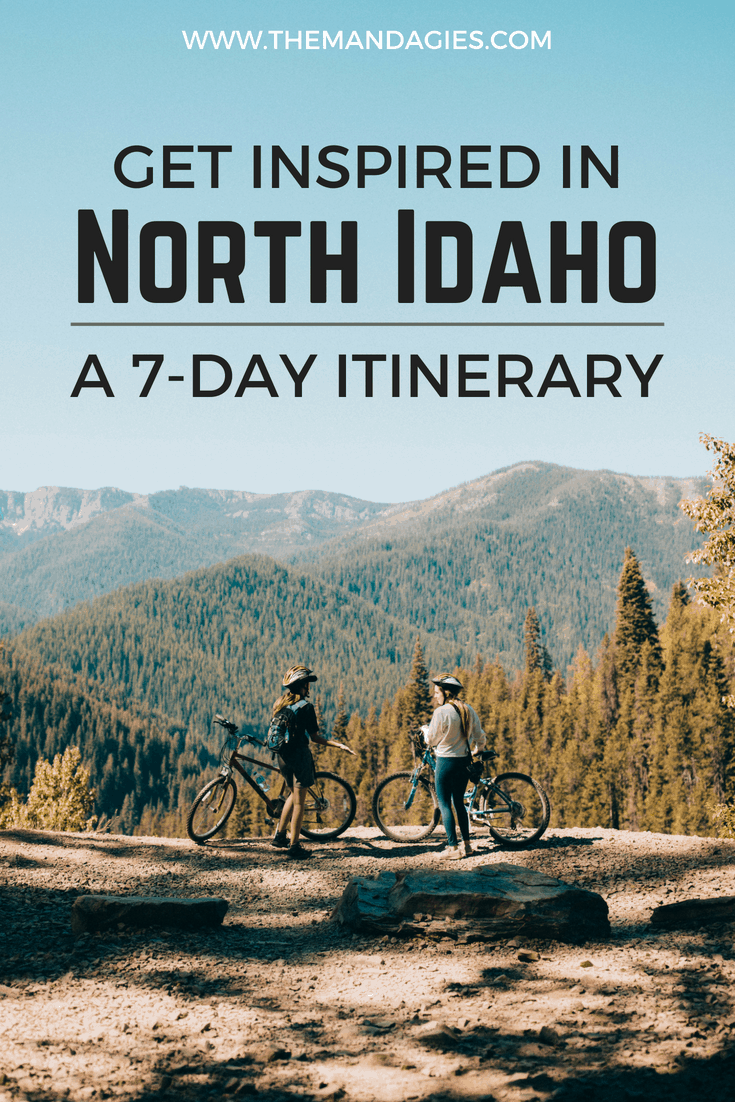 Click here to start planning the most epic 7-day Northern Idaho itinerary. Perfect for a road trip with friends in Idaho and exploring the beautiful Gem State! Cities include Coeur d'Alene, Sandpoint, Wallace, Coolin, and more! #camping #idaho #panhandle #coeurdalene #sandpoint #inlandnorthwest #hiawatha #summer #friends #travel #hiking #adventure #lake #lookoutpass #visitidaho #themandagies