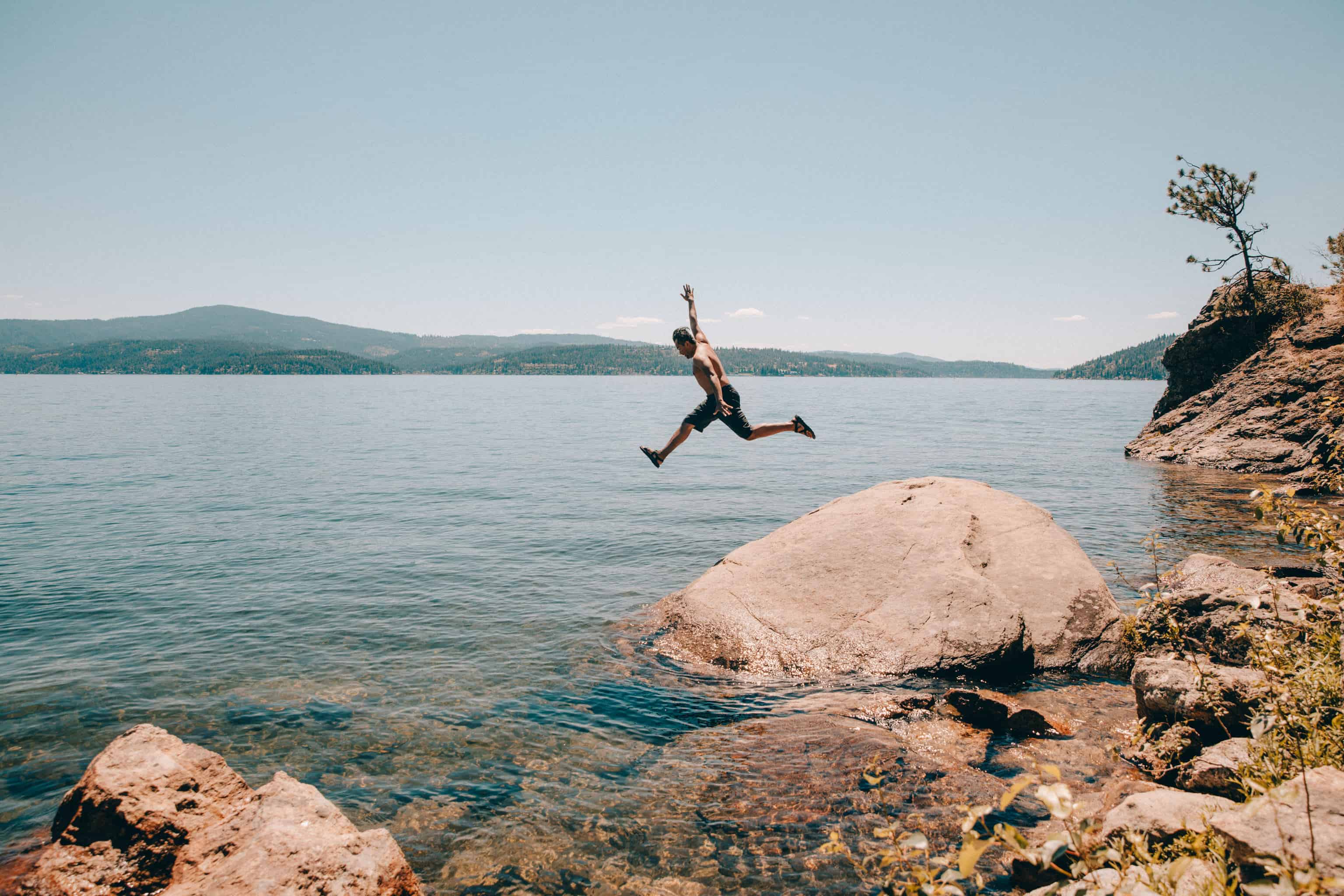 Jumping in the lake at Tubbs Hill Coeur d'Alene, Idaho - TheMandagies.com