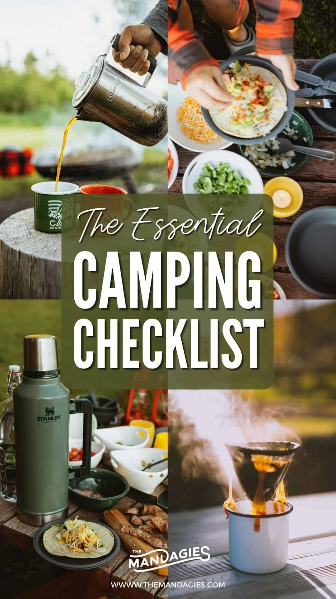 Looking for a no-fuss camping checklist? We're sharing all the camping essentials that we bring and love, proven over countless camping trips and day trips! We're sharing all the essentials for camping, including tents, camping stoves, coolers, camping chairs, and more fun items! Save this post for your next camping trip! #camping #campingessentials #campingpackinglist #packinglist #packing #campground #USA #roadtrip