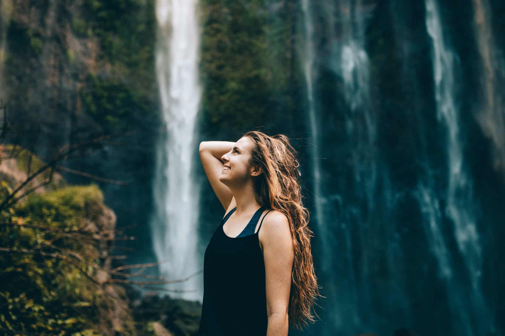 Emily Mandagie at Tumpak Sewu Waterfall East Java