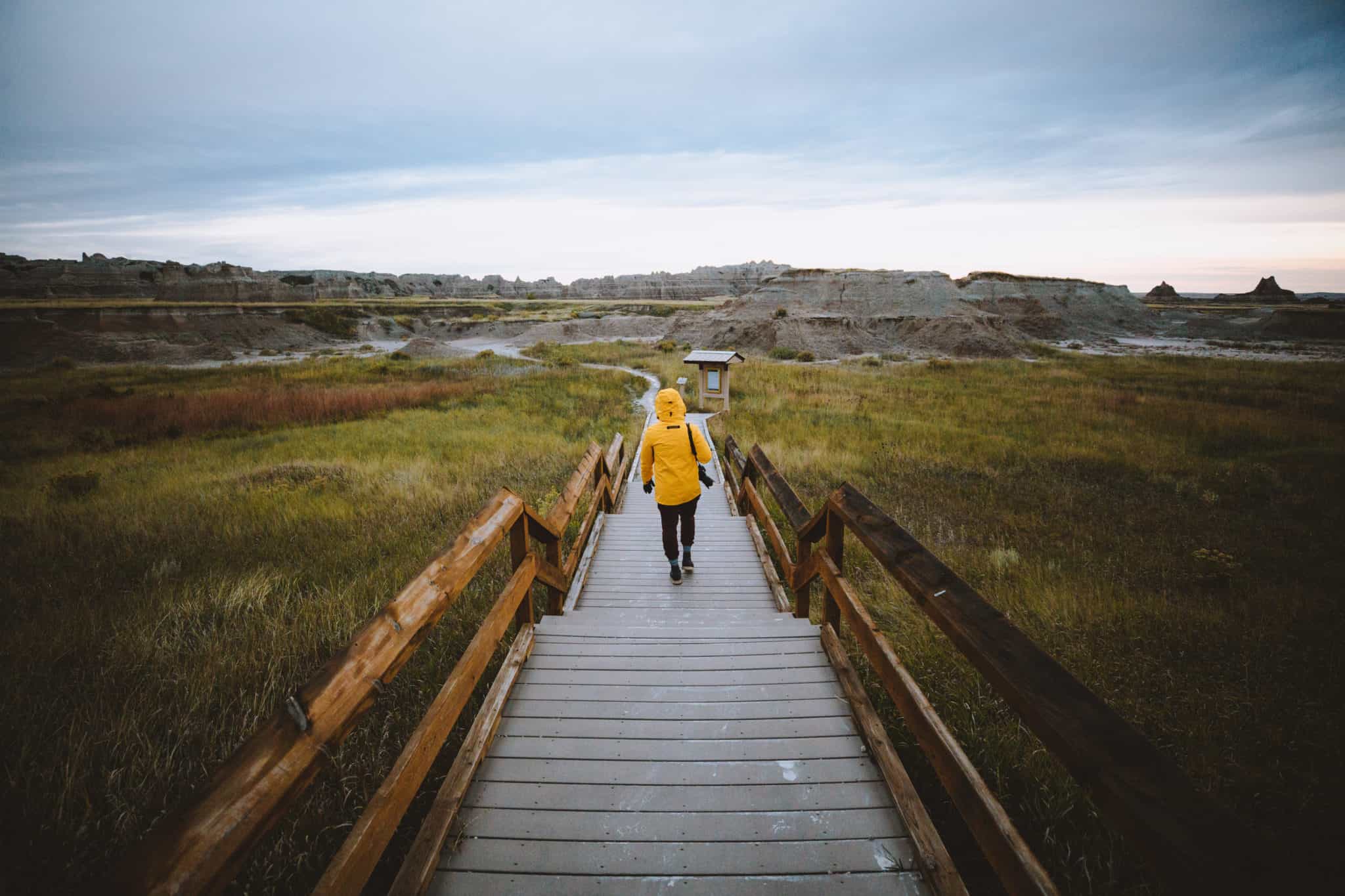 Berty on boardwalk Badlands National Park