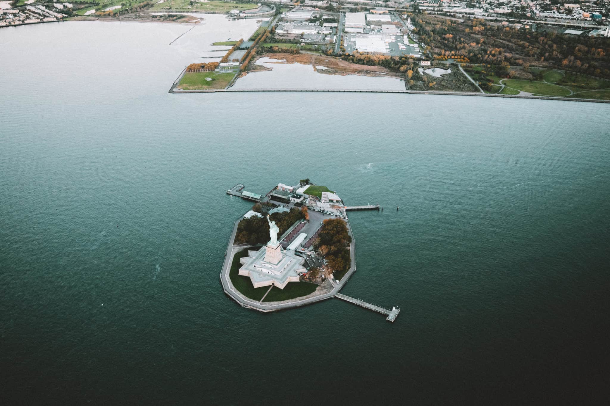 Statue of Liberty from Doors off Helicopter Flight In NYC