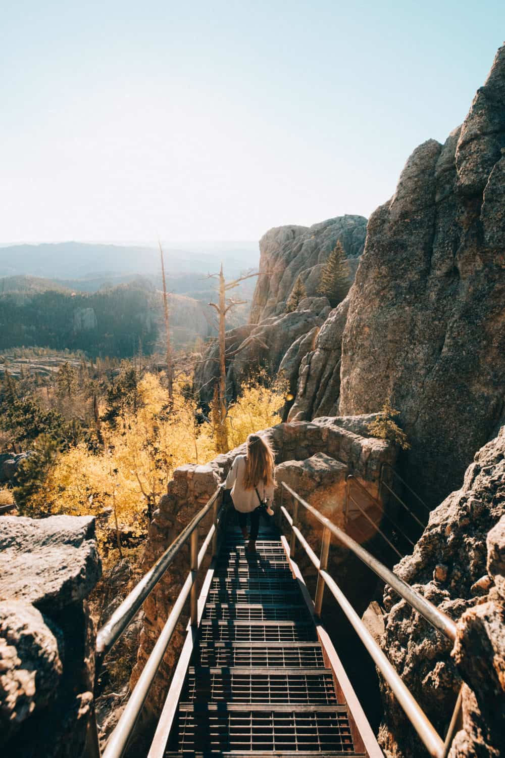 Emily walking stairs, Black Elk Peak South Dakota