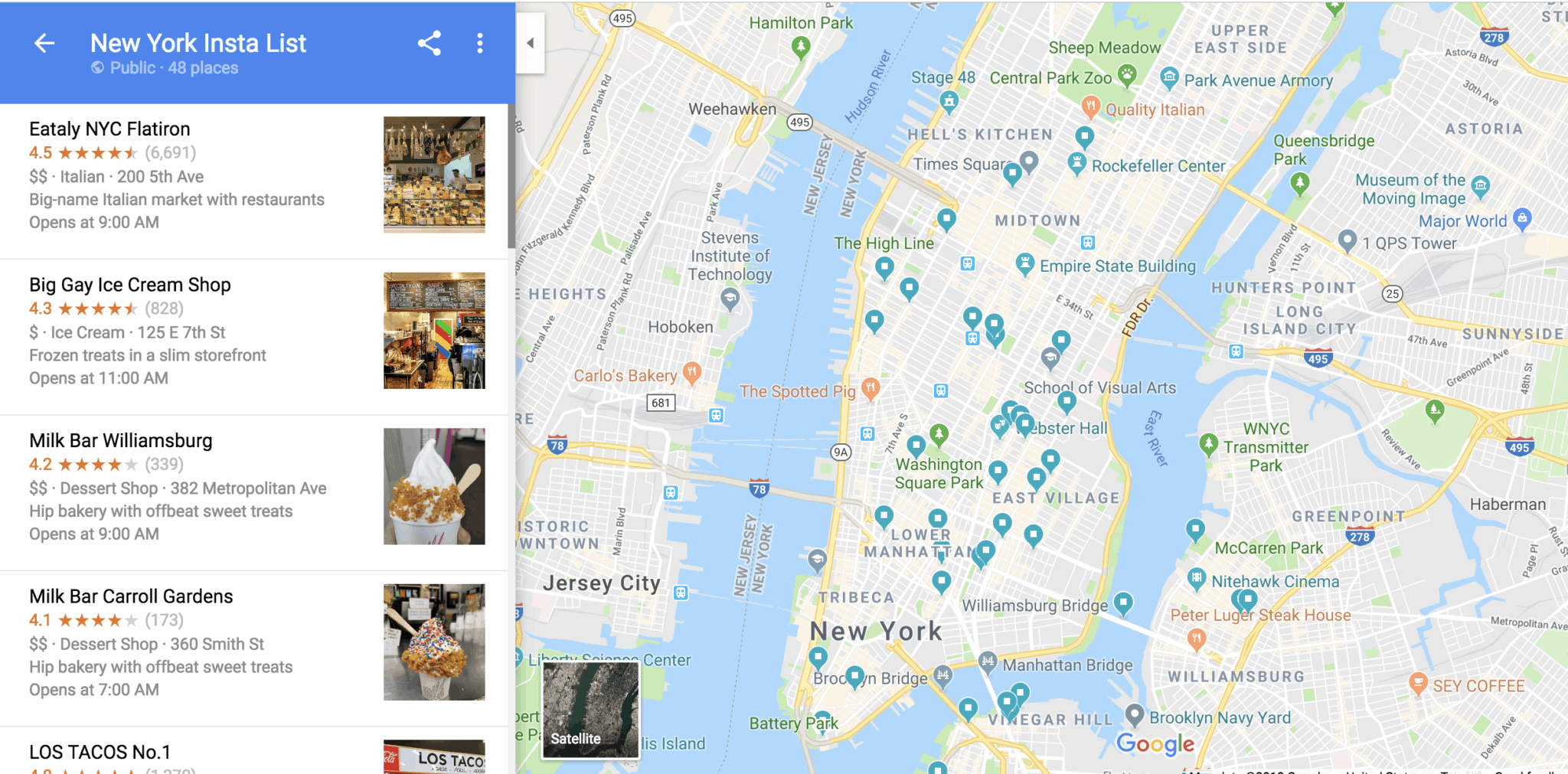 Instagram Spots In New York City Google Map