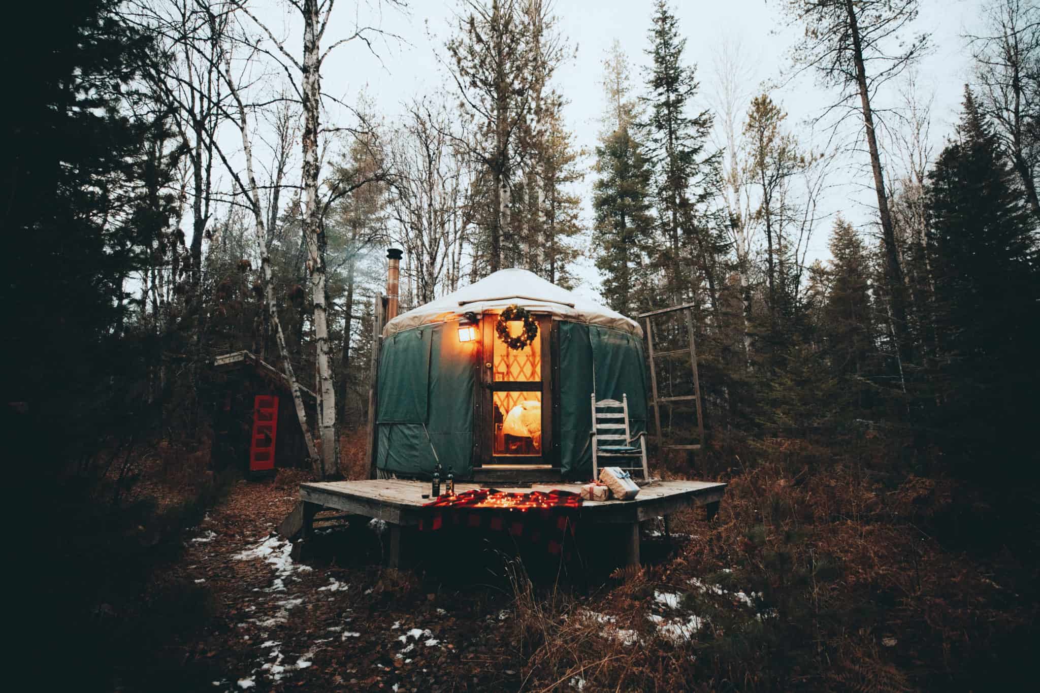 Glamping in a yurt during the holidays