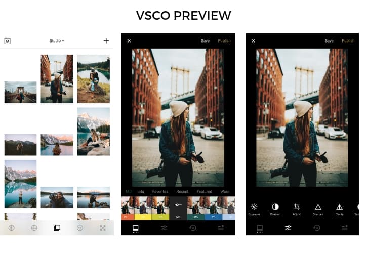 VSCO display example for photo editing apps