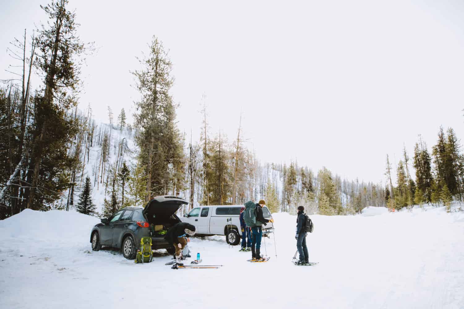 Prepping gear at Gold Fork Parking Lot, Idaho City