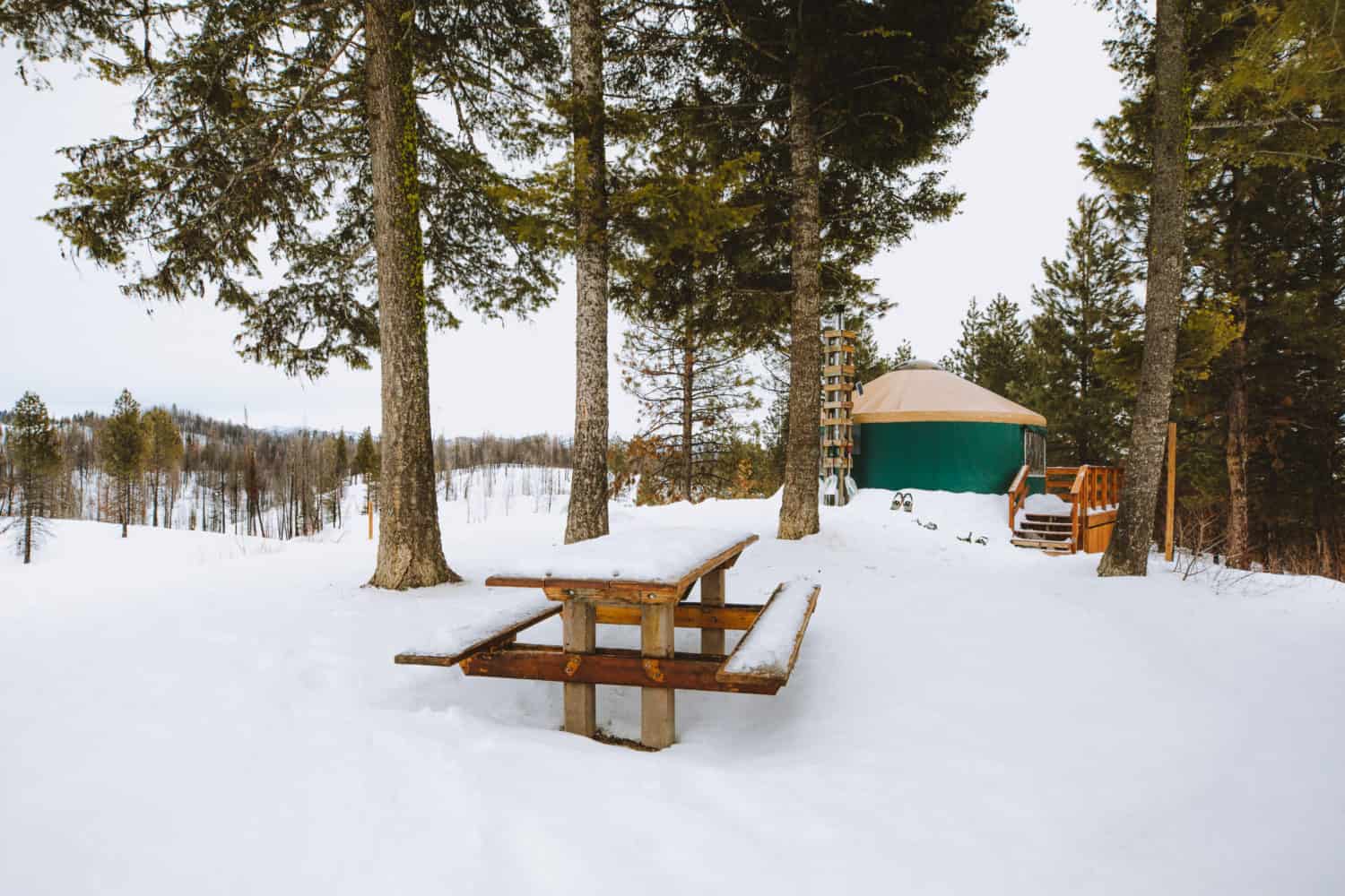 Idaho City yurt picnic table