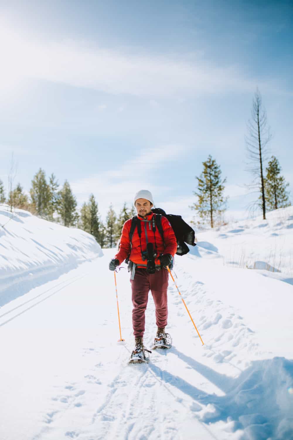 Berty hiking in Idaho in winter