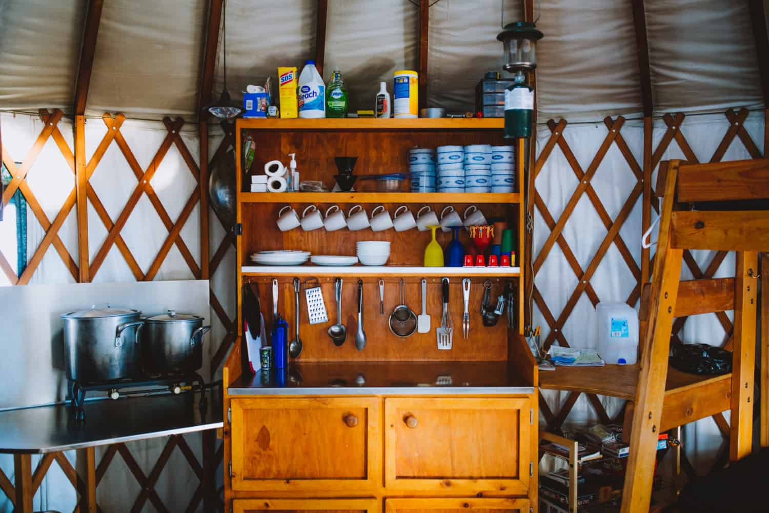 "Kitchen" of Skyline Yurt, Idaho City