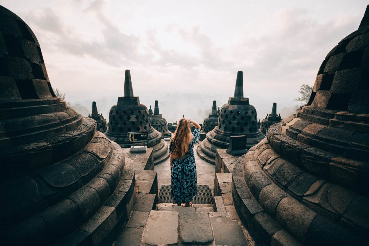 Emily at Borobudur Temple in Yogyakarta