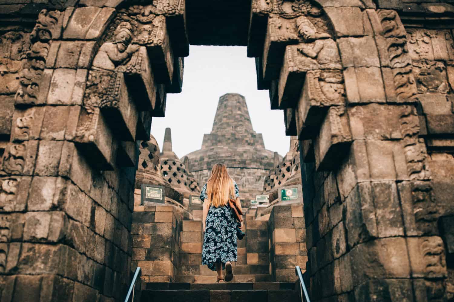 Emily at Borobudur Temple in Yogyakarta - TheMandagies.com