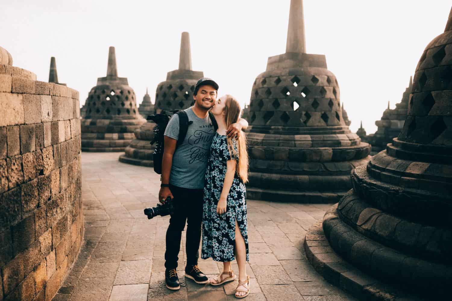 Berty and Emily at Borobudur Temple - TheMandagies.com