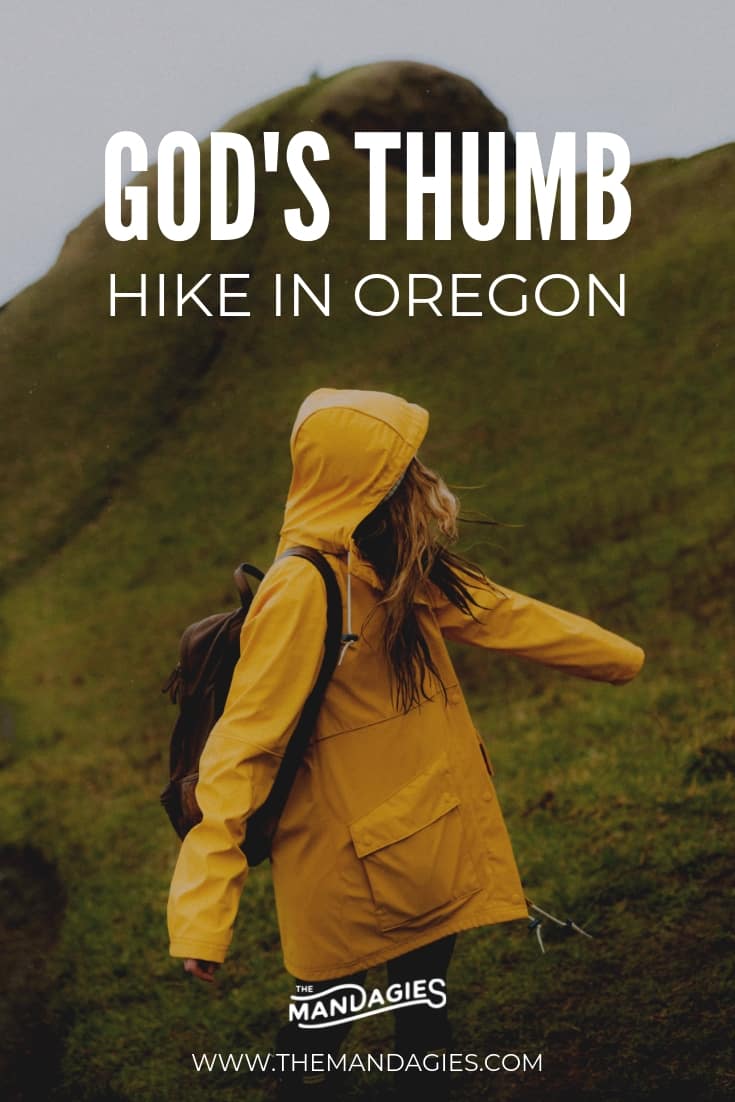 Ready for a new adventure in Oregon? Explore God's Thumb Hike in Lincoln City on the Oregon Coast! This Pacific Northwest trail has everything from mossy spruce trees, open meadows, ocean views, and a surprise at the end! Save this pin for some hiking inspiration! #travel #adventure #hike #oregon #oregoncoast #lincolncity #landscape #pacificocean #blogging #travelblog #themandagies