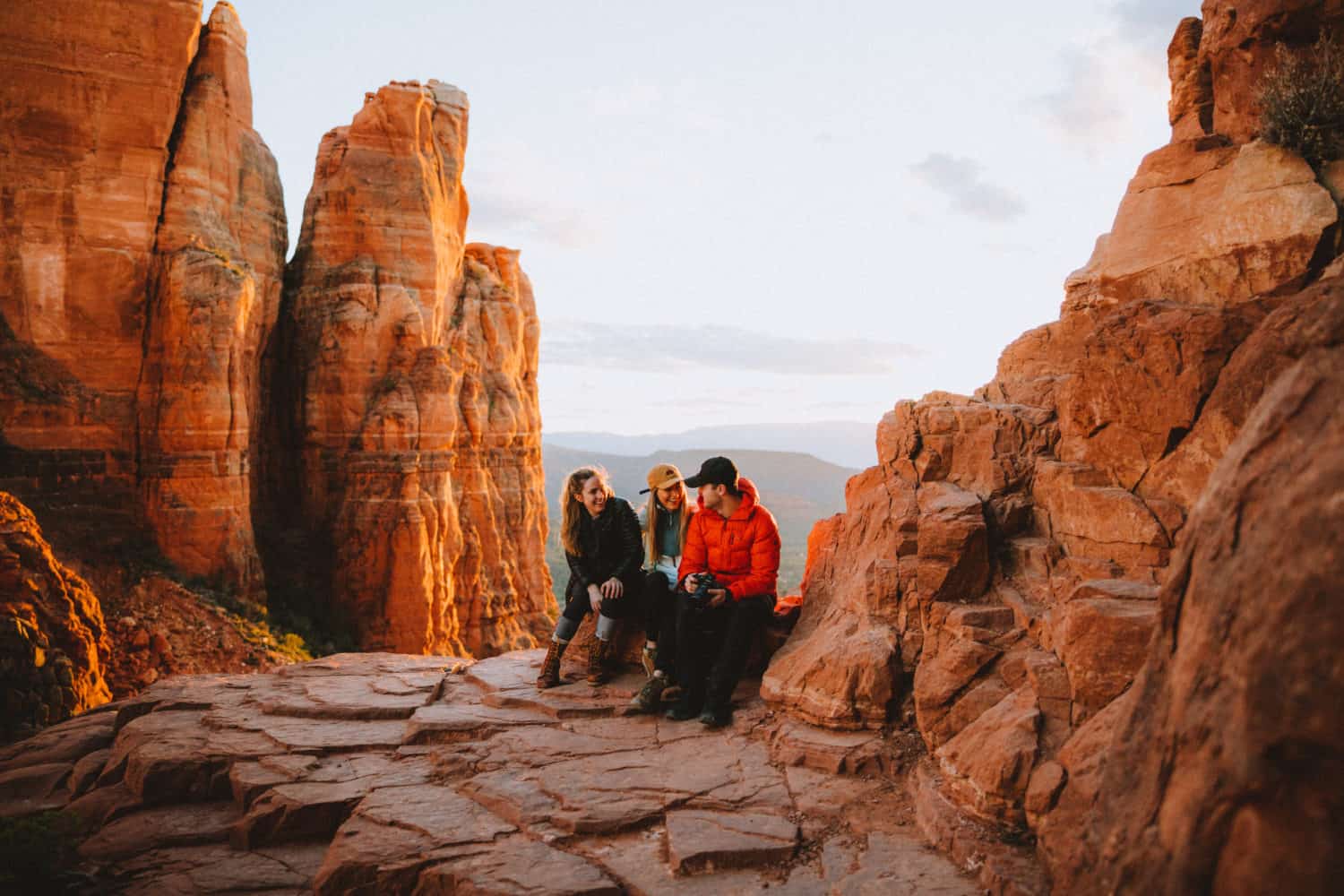 Emily Mandagie, Renee and Matthew Hahnel at Cathedral Rock Sedona - TheMandagies.com