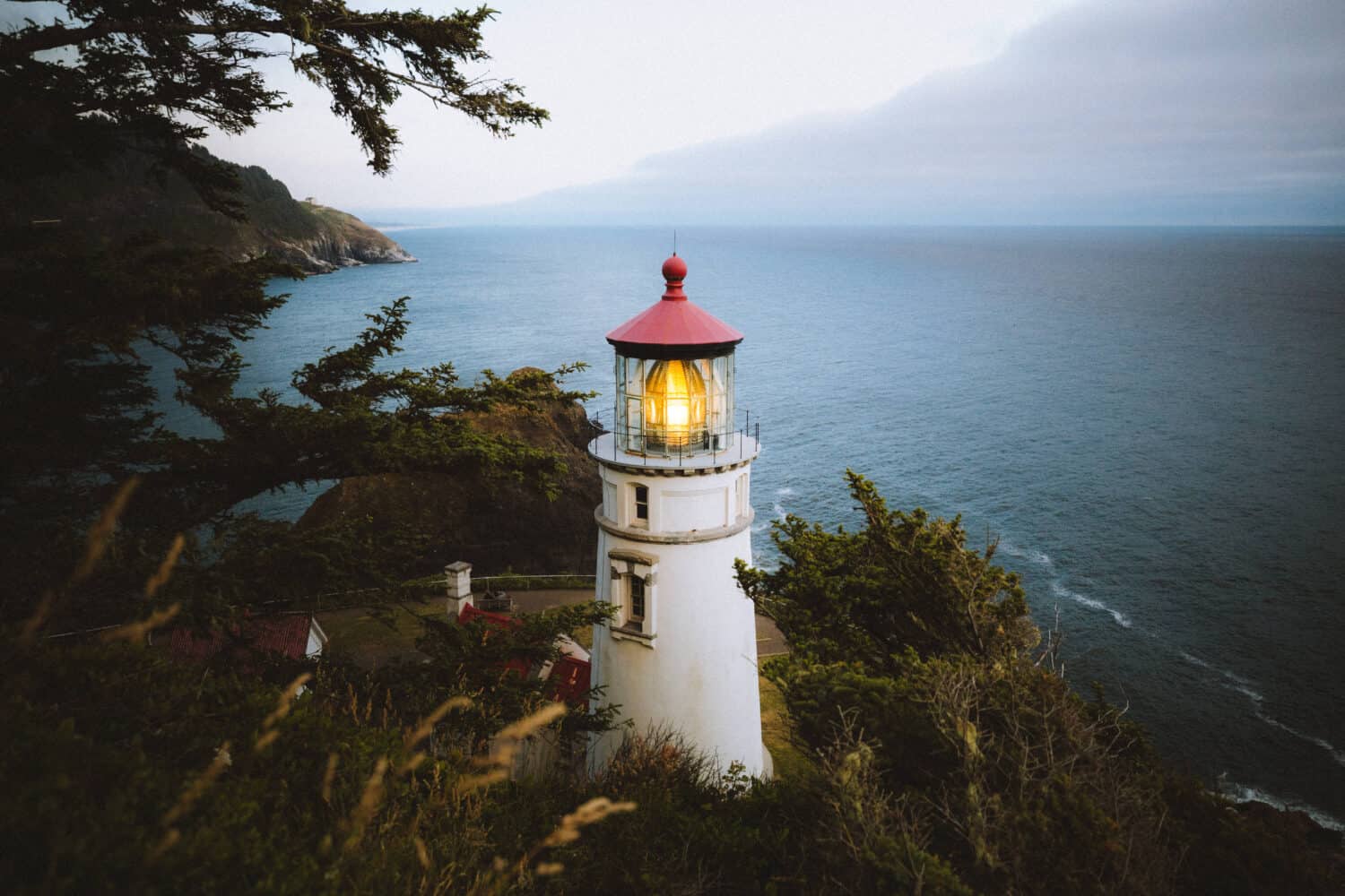 Heceta Head Light lighthouse on Pacific Ocean coast Yachats Oregon Photo Print