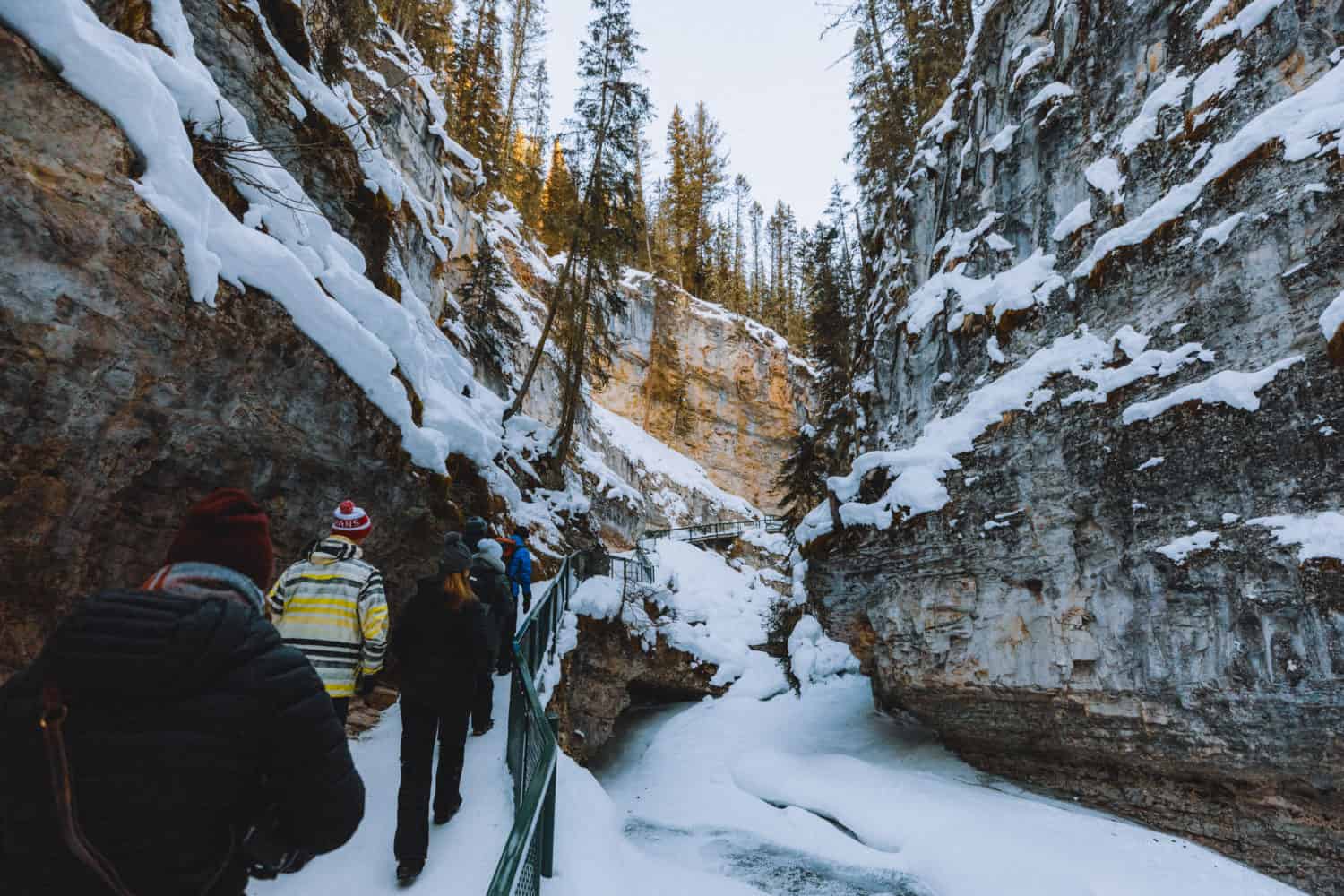 View of Gorge in Johnston Canyon in winter