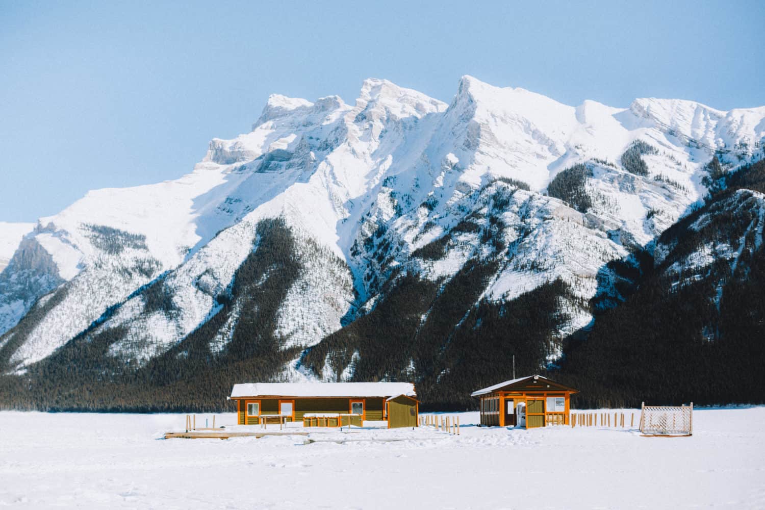 Lake Minnewanka Frozen Boat House - TheMandagies.com