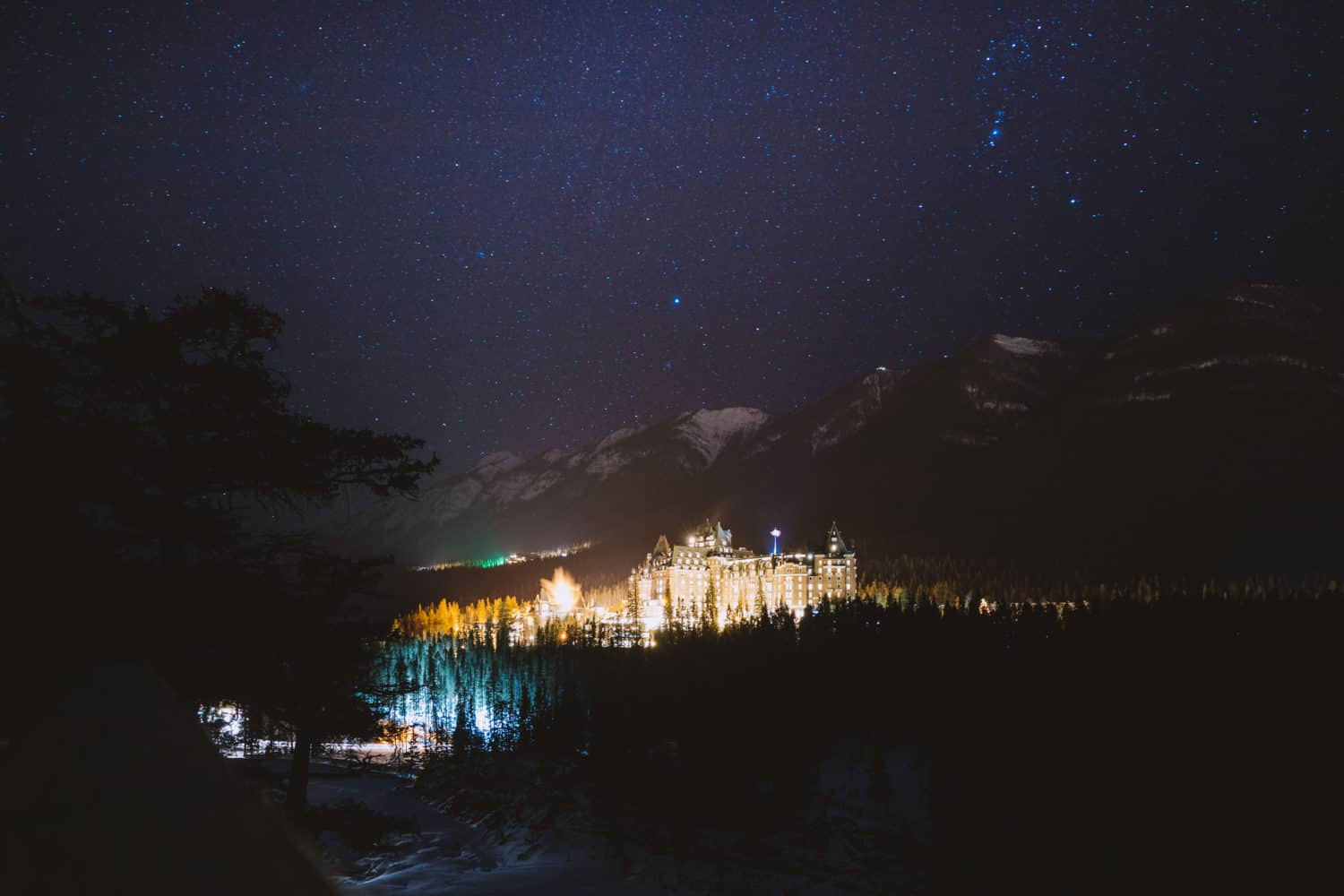 Surprise Corner in Banff at Night - TheMandagies.com