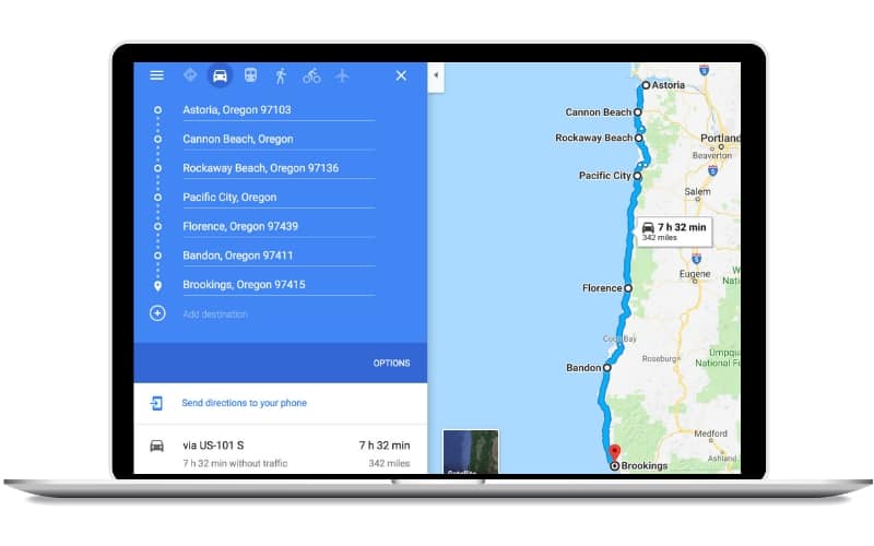 Oregon Coast Mileage Chart