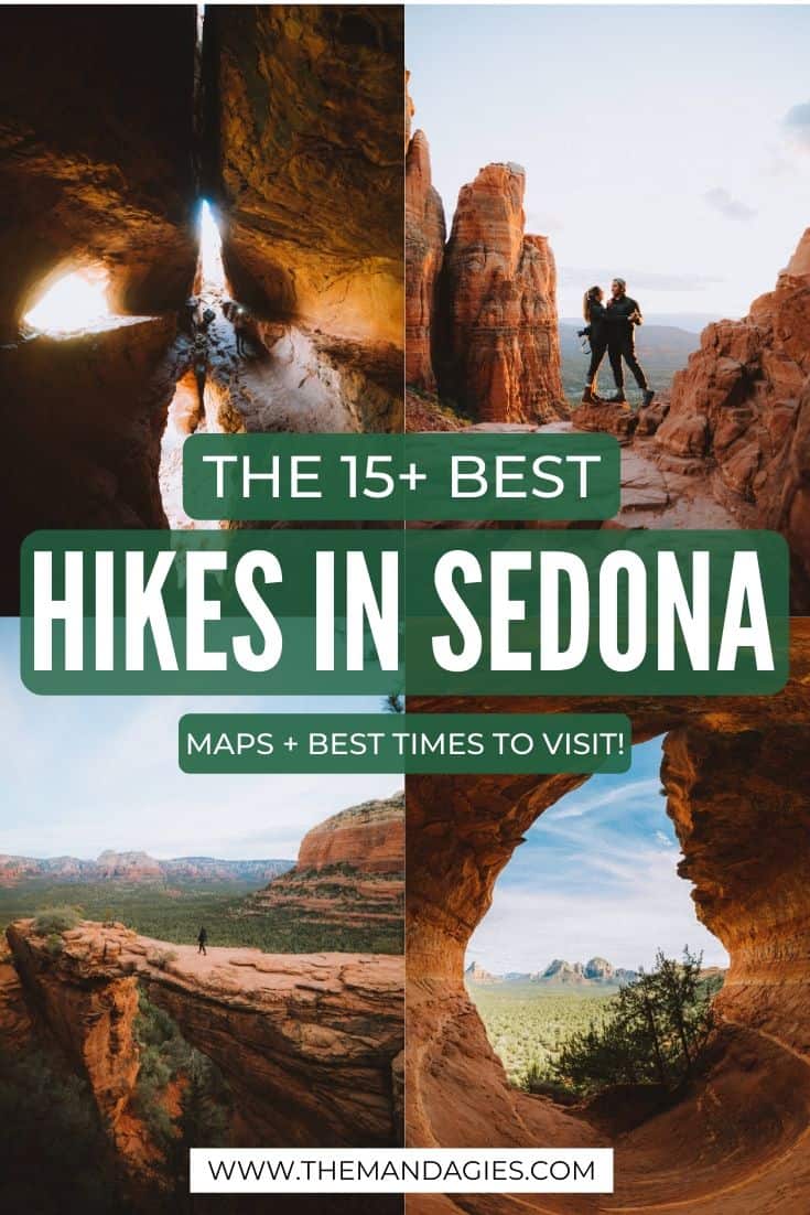 Ready to take on these amazing hiking trails in Sedona? We're sharing the best Arizona hiking tips, a complete packing list for Sedona, and things to consider when hiking in the desert. Save this pin for your next vacation to Arizona! #sedona #arizona #hike #hiking #trails #desert #cathedralrock #devilsbridge #soldierspass