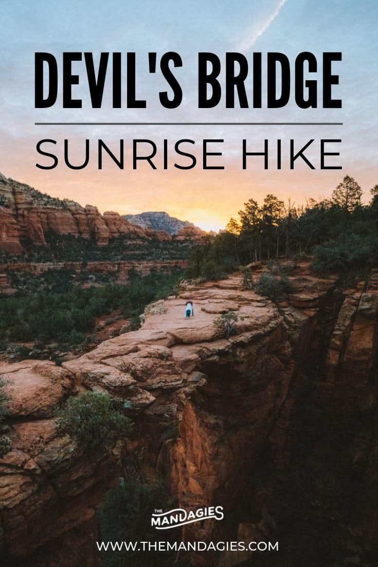 Discover Devil's Bridge hike and the unique experience of seeing this place at sunrise! We're sharing specific Sedona hiking tips, sunrise photography, and things to consider when exploring Devil's Bridge Trail. Click here to see more! #sedona #devilsbride #redrocksstatepark #arizona #hiking #t #ravel #desert #photography #sunrise #southwest #USA