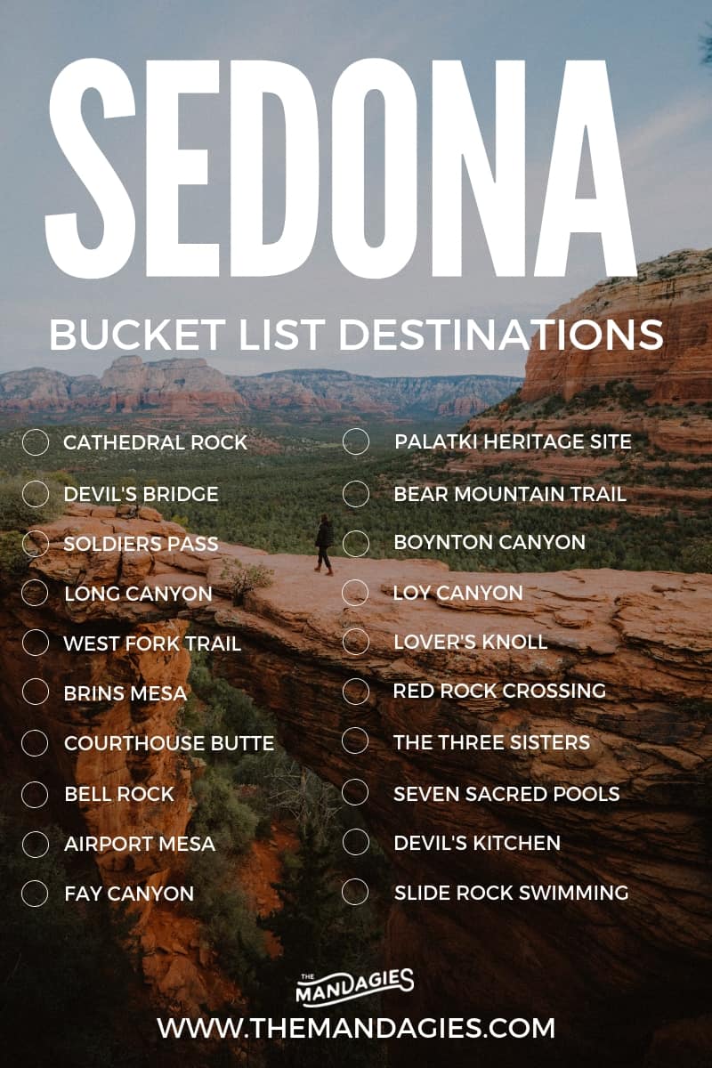 Sedona is one of the most beautiful destinations in the American Southwest! We're here sharing the best places to see and things to do in Sedona. Save this pin for your next vacation to Arizona! #sedona #arizona #hike #hiking #trails #desert #cathedralrock #devilsbridge #soldierspass #brinsmesa #airportmesa #bellrock #courthousebutte