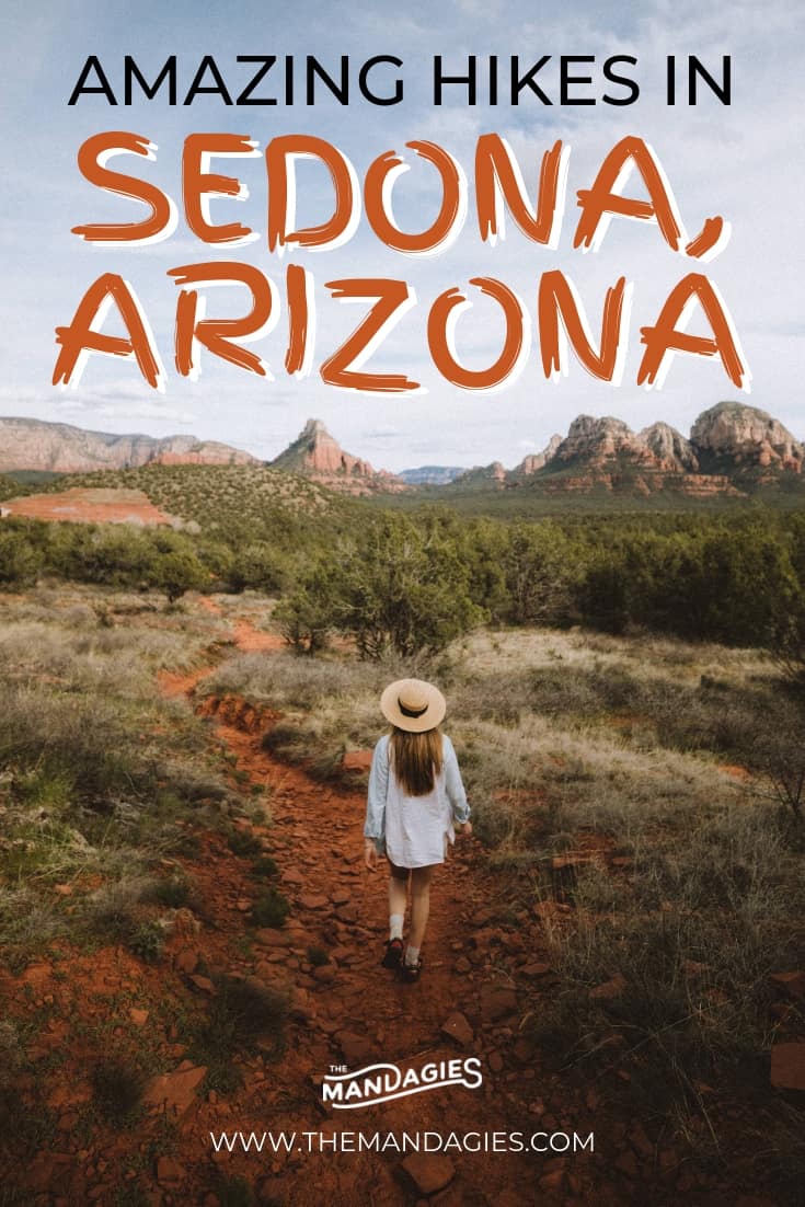 Discover amazing hikes in Sedona in this super detailed trail guide! We're sharing trail tips, the perfect Sedona packing list, and things to consider when out in the desert. Save this pin for your next vacation to Arizona! #sedona #arizona #hike #hiking #trails #desert #cathedralrock #devilsbridge #soldierspass