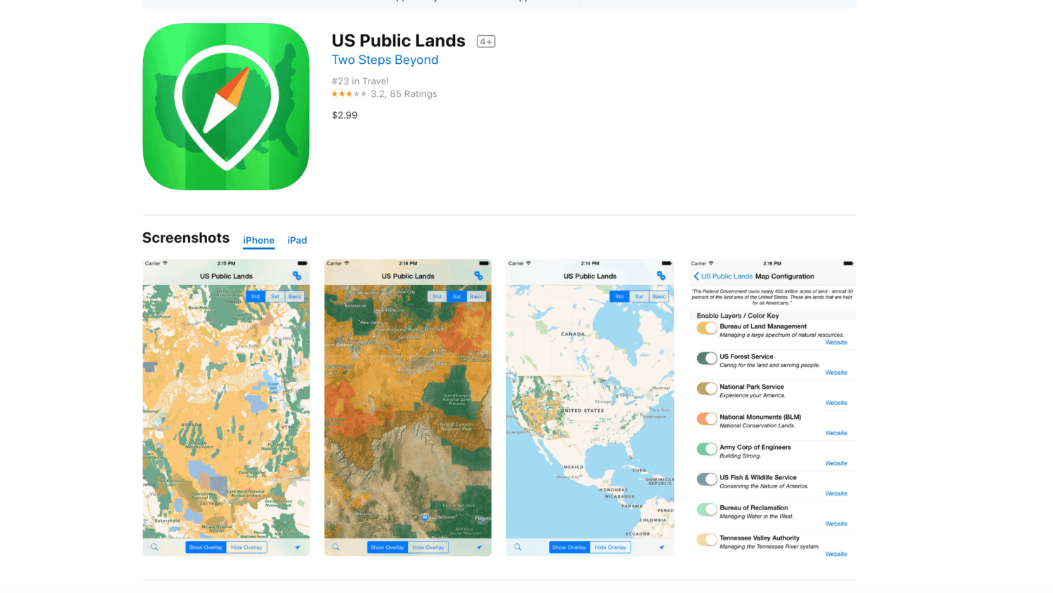 US Public Lands app to find free camping