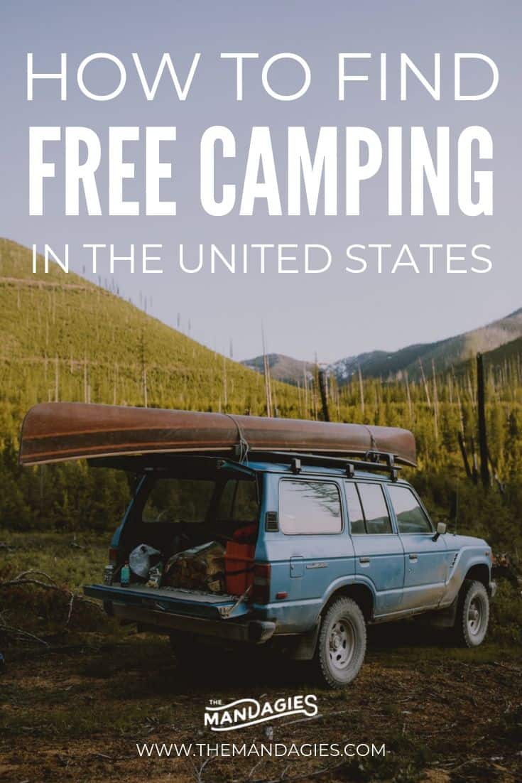 Ready to go camping this summer but can't find the right spot? We're sharing our ultimate guide to finding free camping in the USA! We'll show you how to research, find free campsites, and pack for your next backcountry adventure! #camping #USA #roadtrip #free #budgettravel #campsite #campingmeals #checklist #campingchecklist #backcountry #BLM #nationalparks #nationalforests