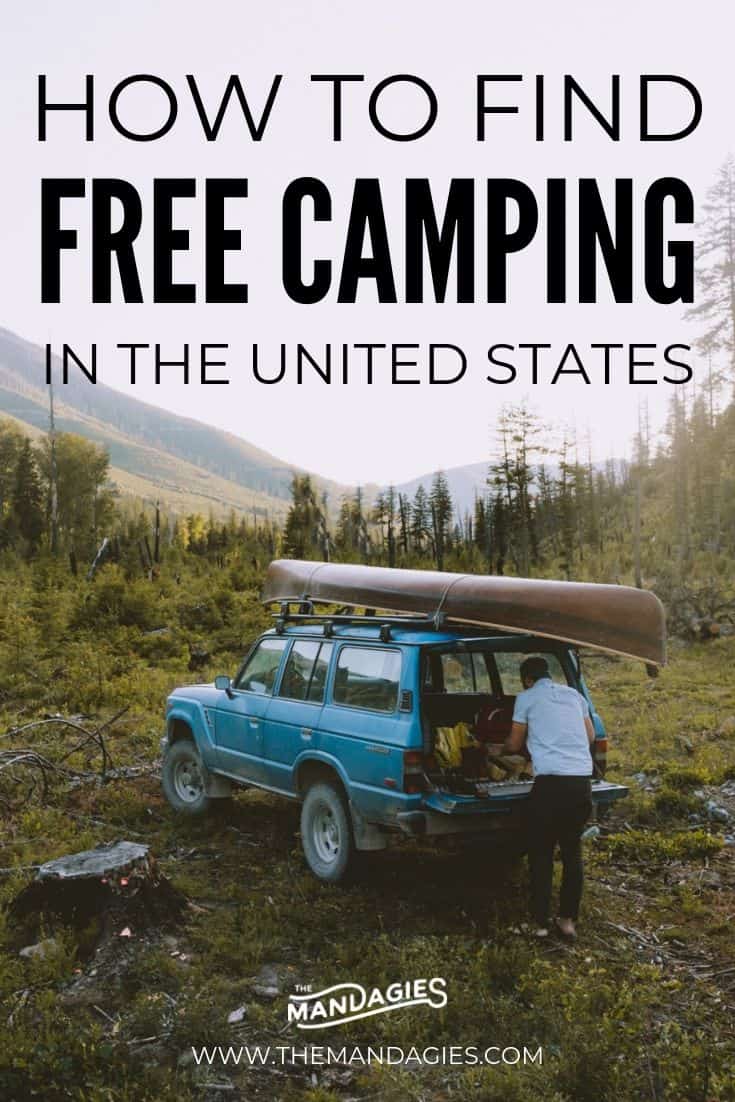 Ready to go camping this summer but can't find the right spot? We're sharing our ultimate guide to finding free camping in the USA! We'll show you how to research, find free campsites, and pack for your next backcountry adventure! #camping #USA #roadtrip #free #budgettravel #campsite #campingmeals #checklist #campingchecklist #backcountry #BLM #nationalparks #nationalforests