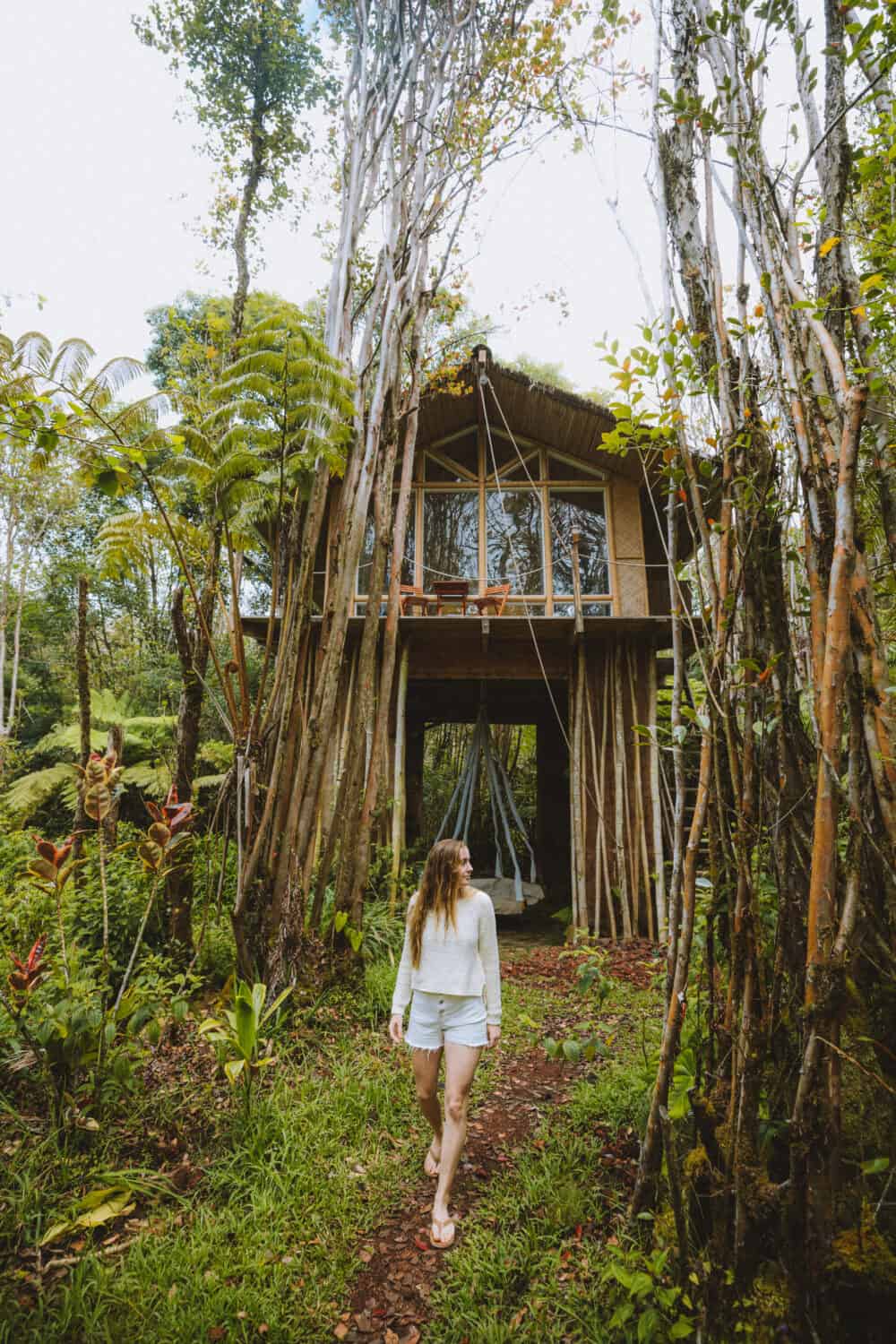 Emily Mandagie walking around Big Island Treehouse - TheMandagies.com